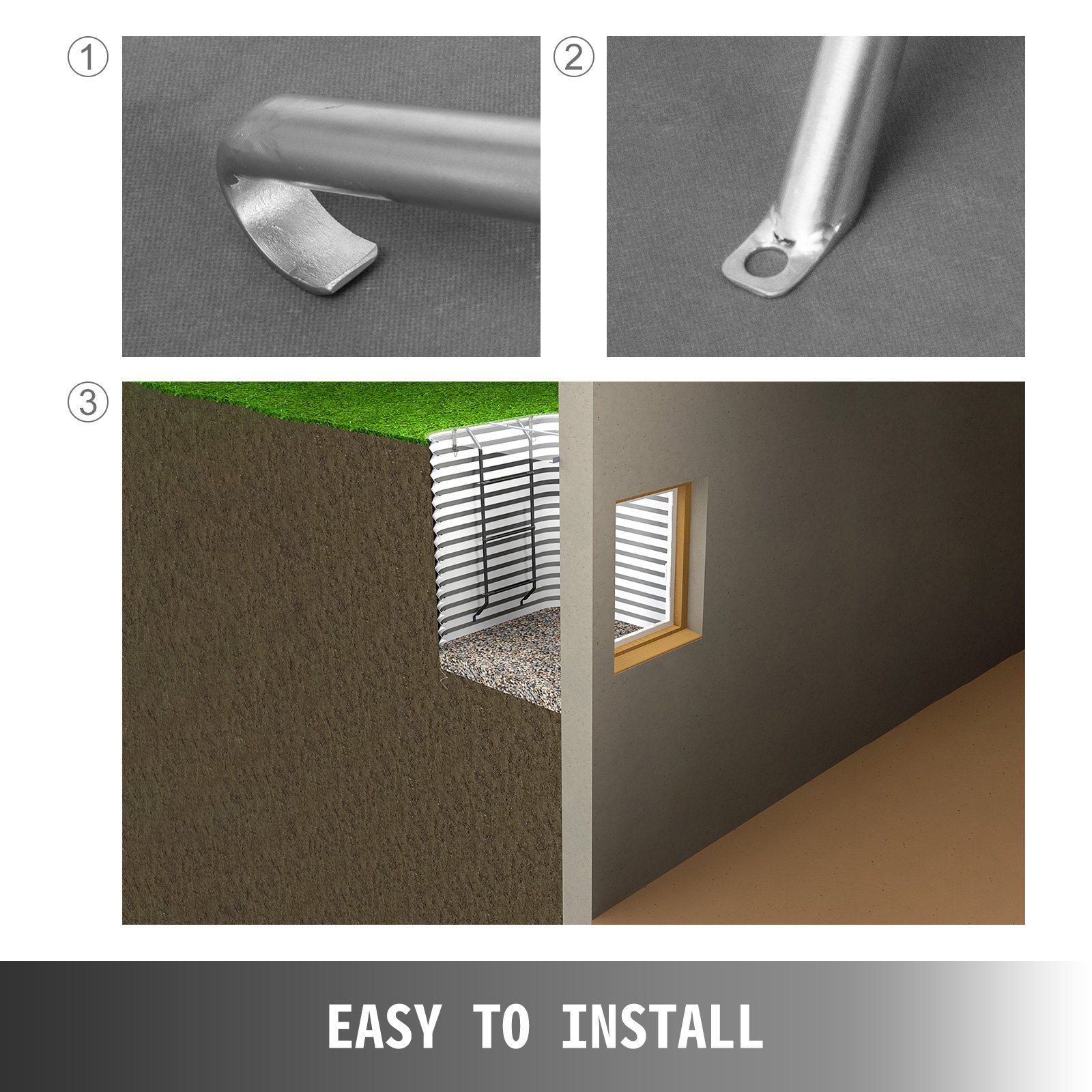 VEVOR VEVOR Egress Ladder Premium Steel Silver 4Step SafetyEscape