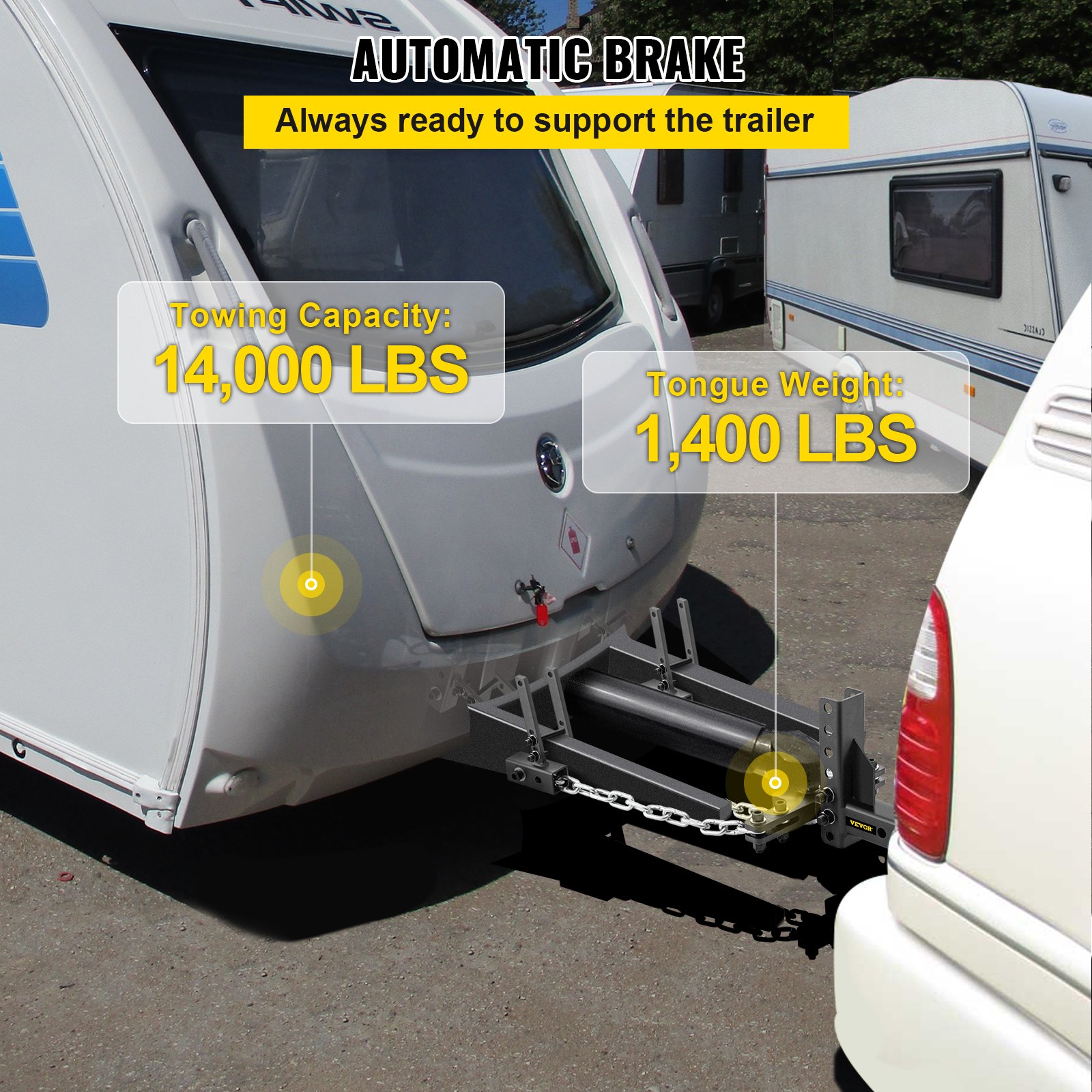 VEVOR Weight Distribution Hitch, 1400 lb Tongue Capacity Load Leveling Hitch with Sway Control