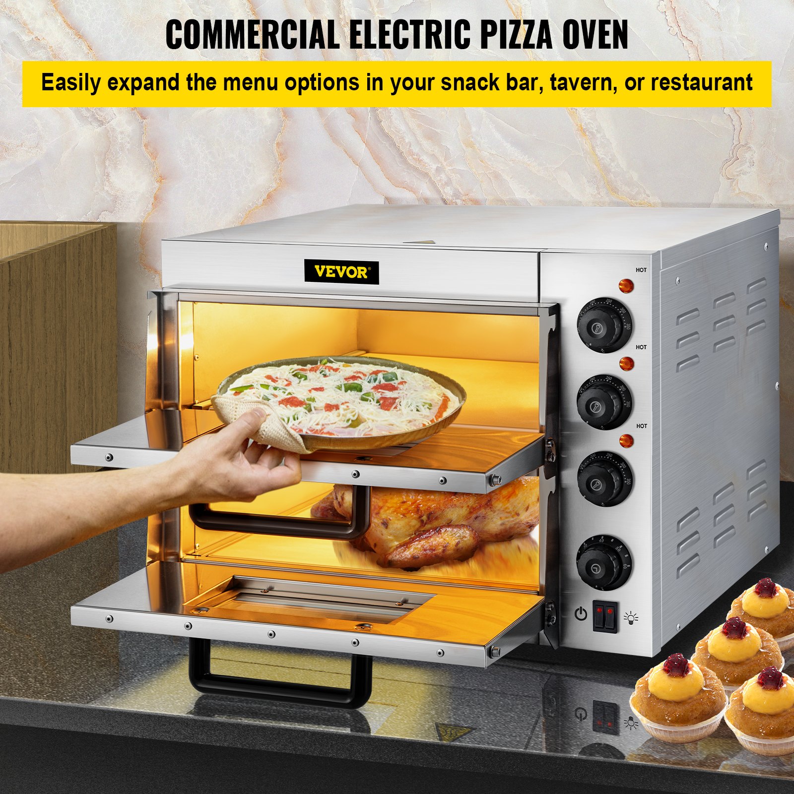 VEVOR Commercial Countertop Pizza Oven Electric Pizza Oven for 14 ...