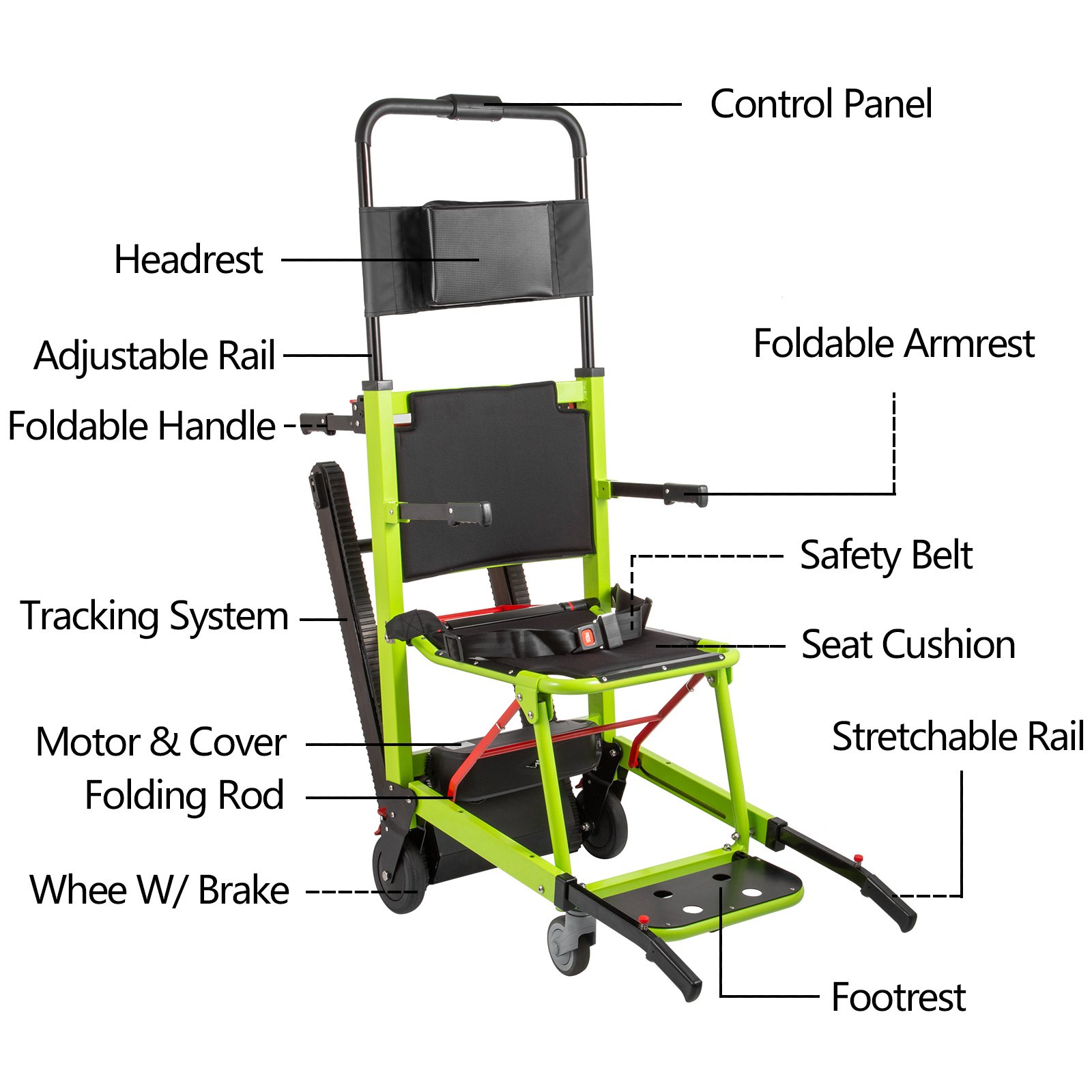 VEVOR VEVOR Electric Stair Climbing Wheelchair Weight Capacity 350 lbs