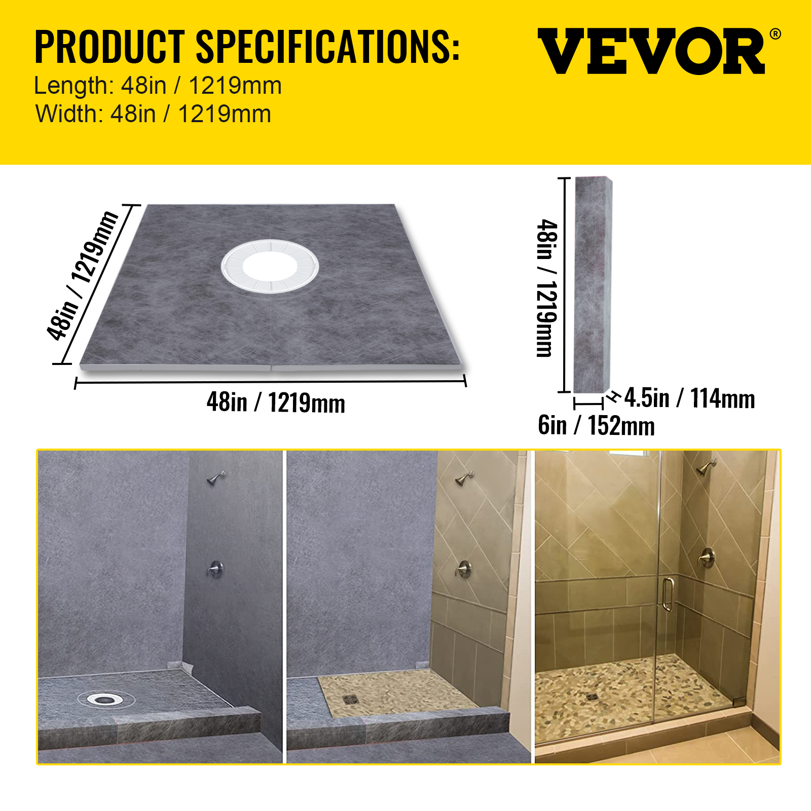 VEVOR Shower Curb Kit, 48