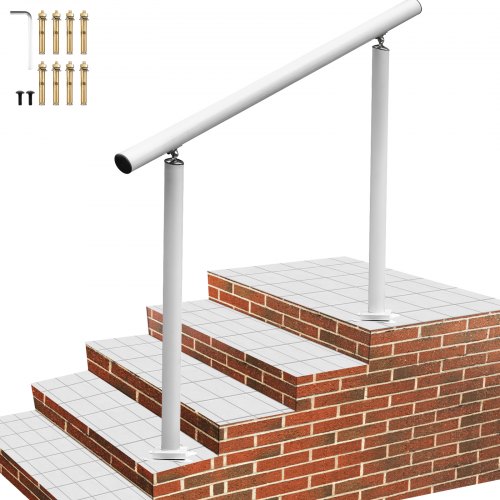 VEVOR Outdoor Stair Railing Kit, 4 FT Handrails 1-4 Steps, Adjustable ...