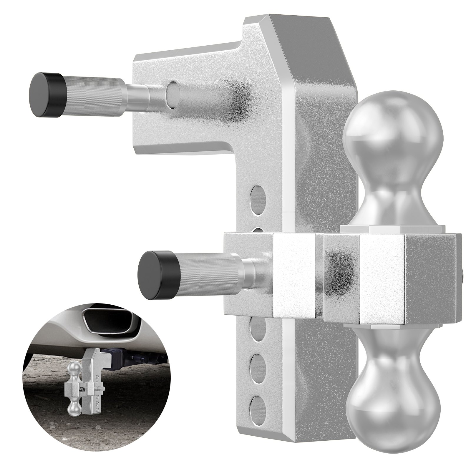 VEVOR Adjustable Trailer Hitch, Fits 2" Receiver, 6" Drop Ball Mount