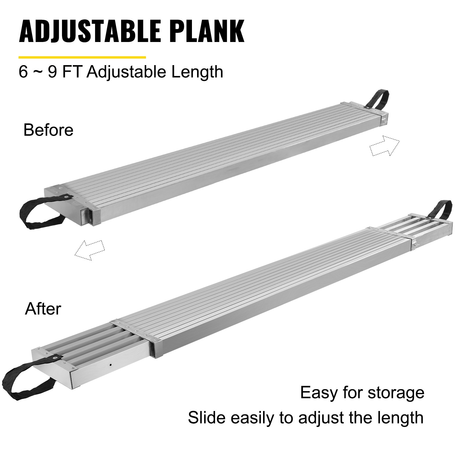 VEVOR Aluminum Work Plank, 69ft Telescoping Plank, 440lbs Capacity