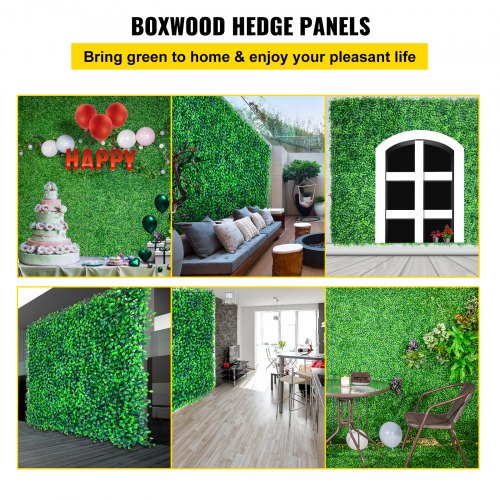 VEVOR Artificial Boxwood Panels, 16 PCS 20"x20" Boxwood Hedge Wall Panels, PE Artificial Grass