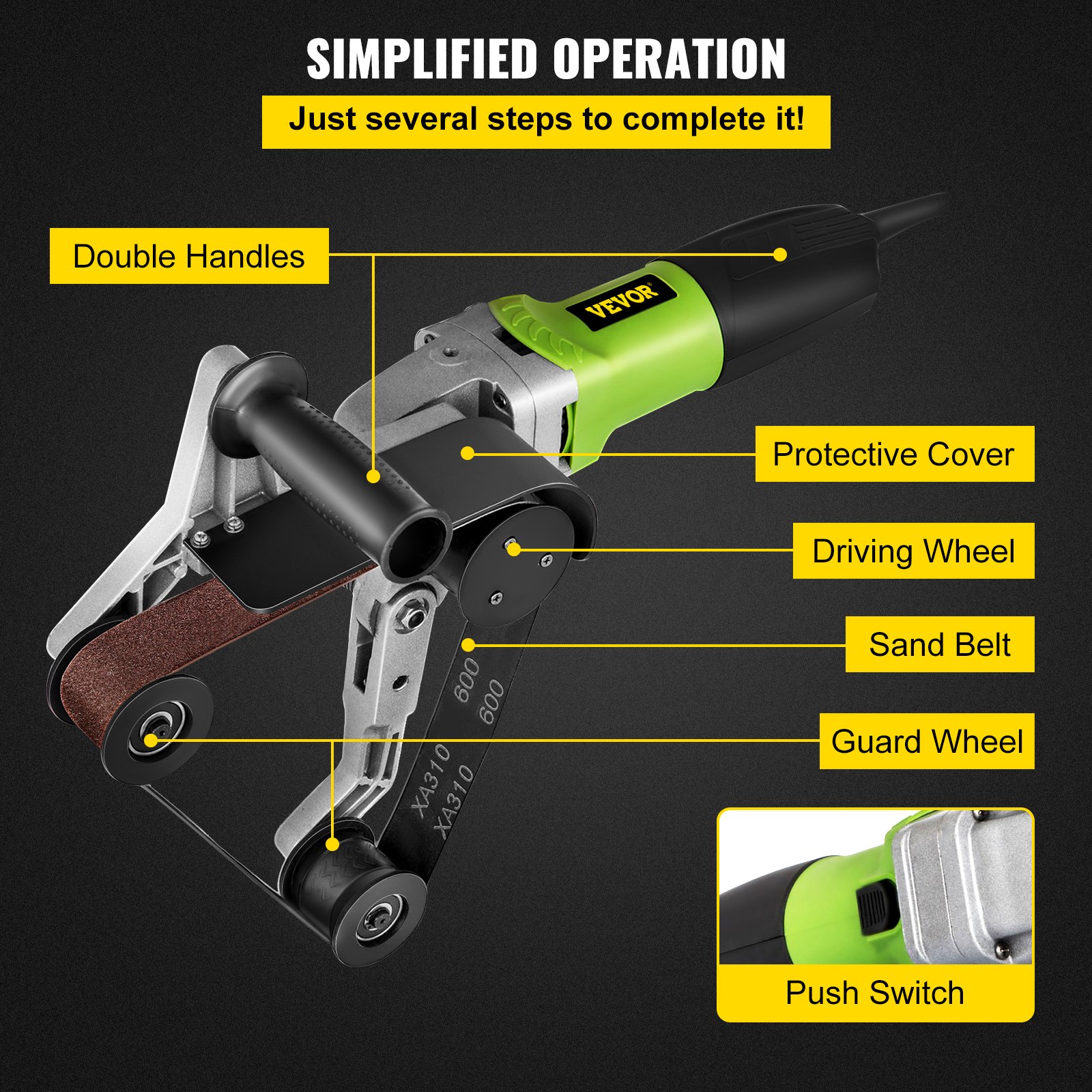 VEVOR Pipe Tube Polisher Sander 7"/180 mm Max Pipe Diameter,Sander