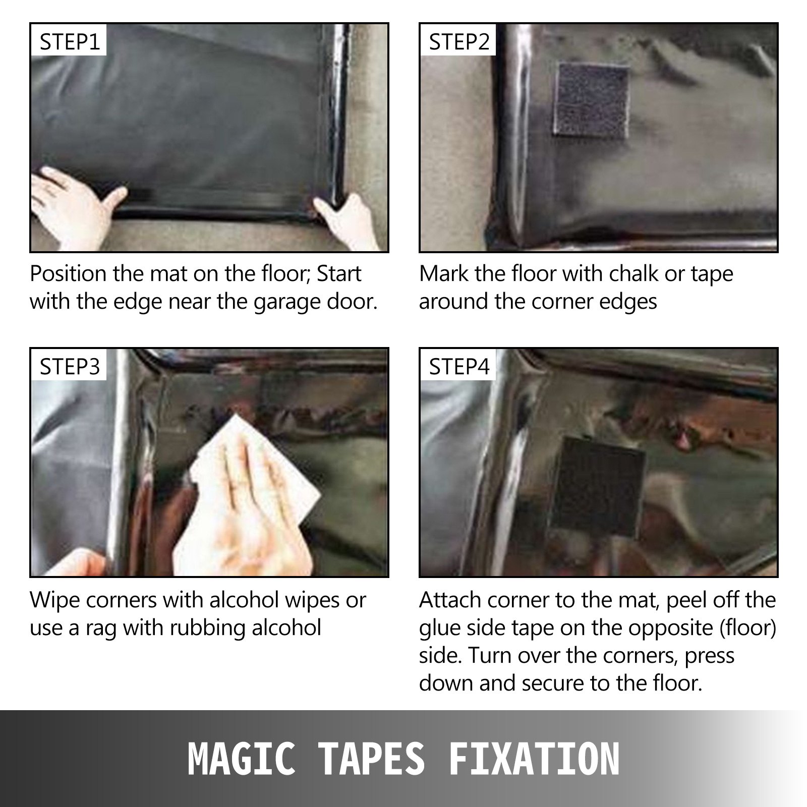 VEVOR Garage Floor Containment Mats 7' 9" x 18' Containment Mat Black