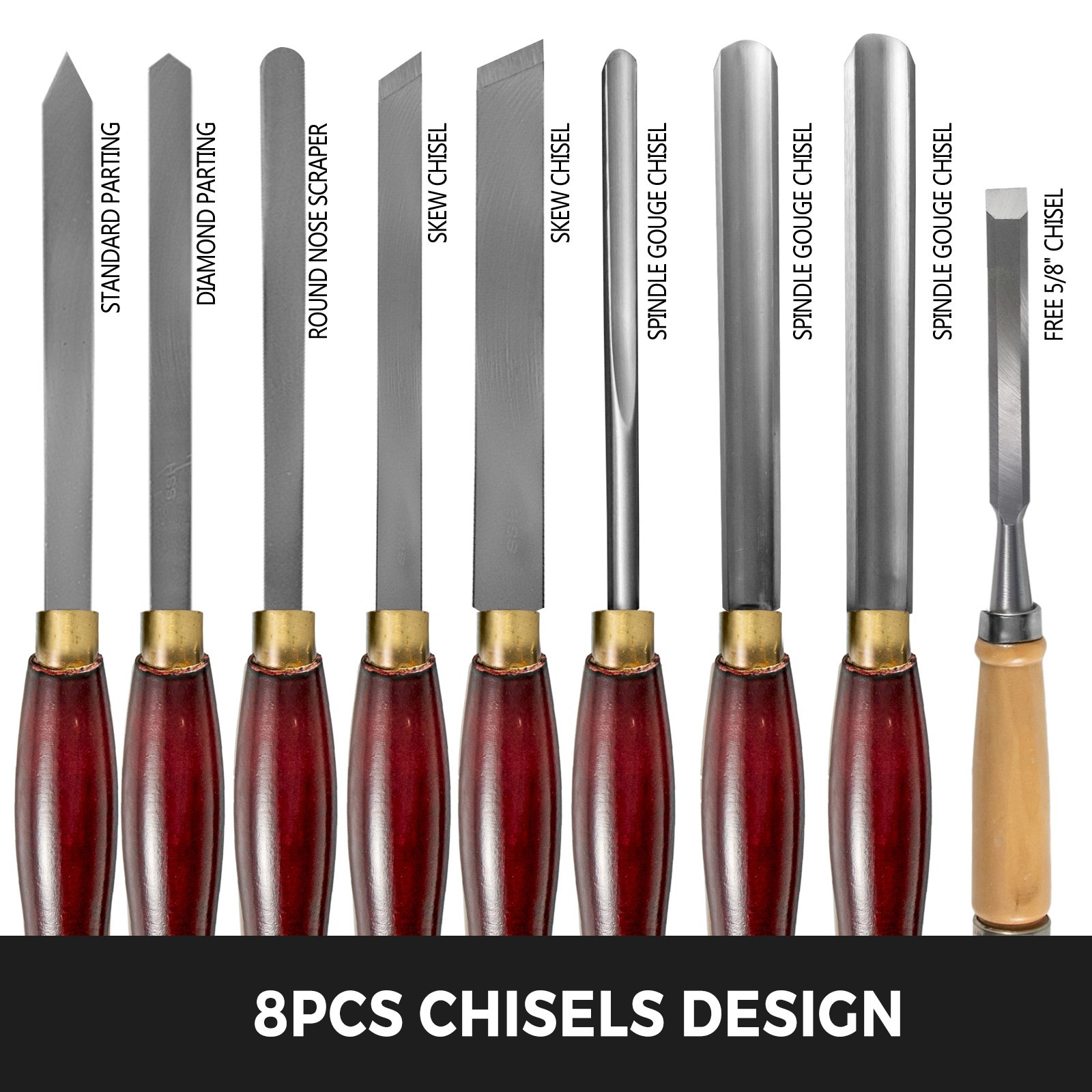 Wood Chisel Sets Lathe Chisels 8pcs For Wood Root Furniture Carving ...