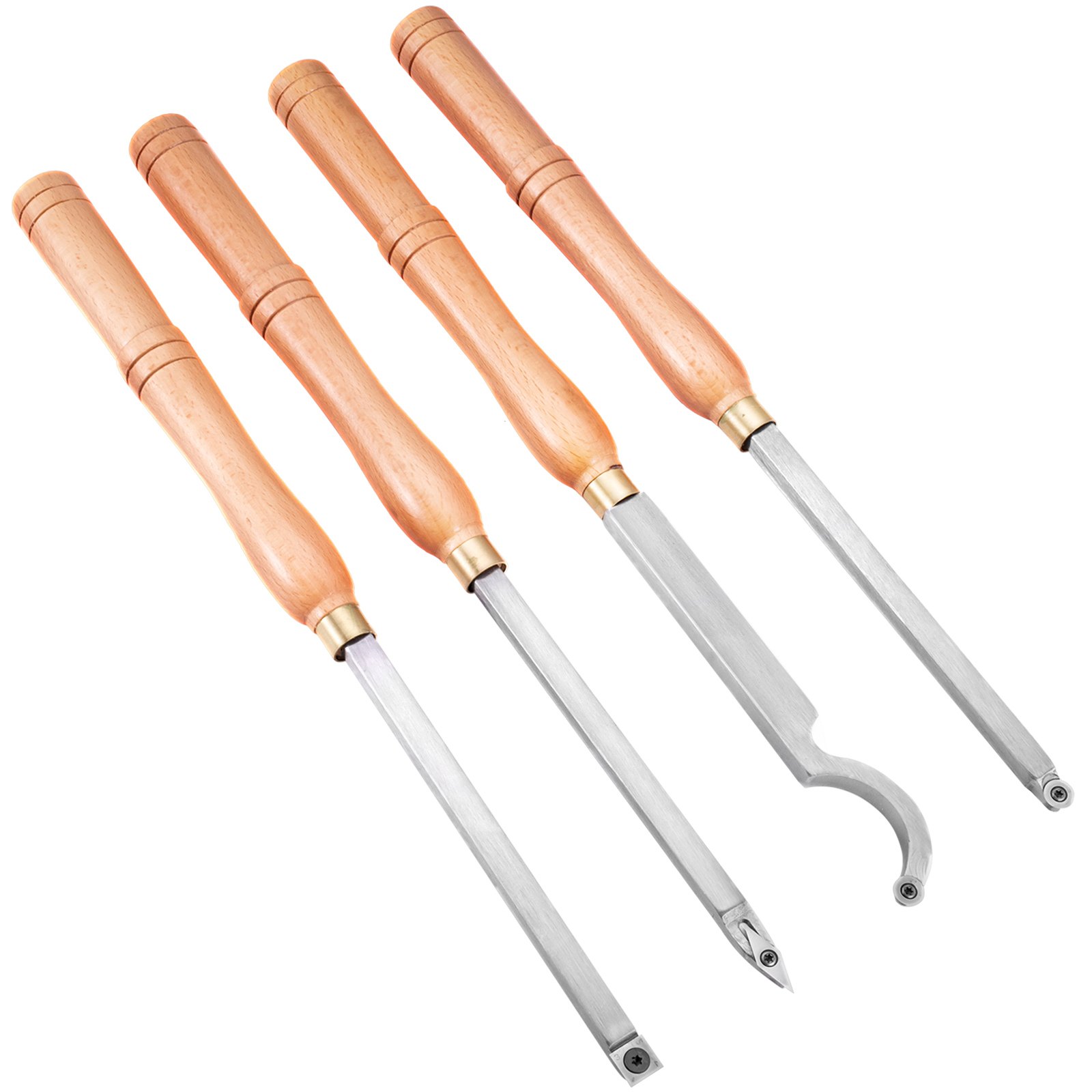 VEVOR Wood Turning Tools for Lathe 4 PCS Set, Carbide Lathe Tools with Diamond Shape, Round