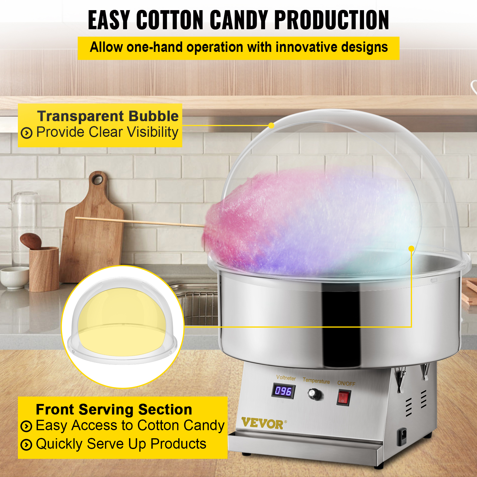 Commercial 21" Floss Bubble Maker Cotton Candy Machine Cover VEVOR US