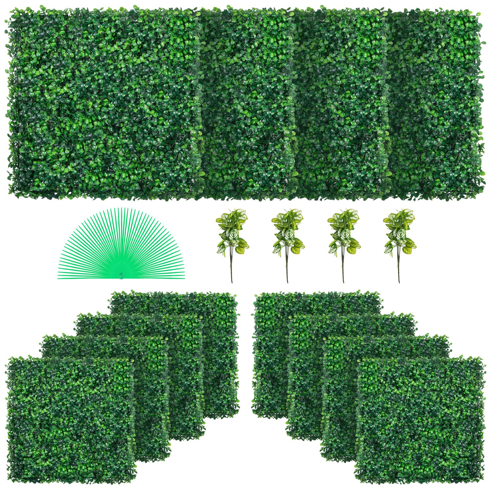 Boxwood Color Pvc Panel VEVOR 12PCS 20x20inch Artificial Boxwood Panels,Boxwood Hedge Wall ...