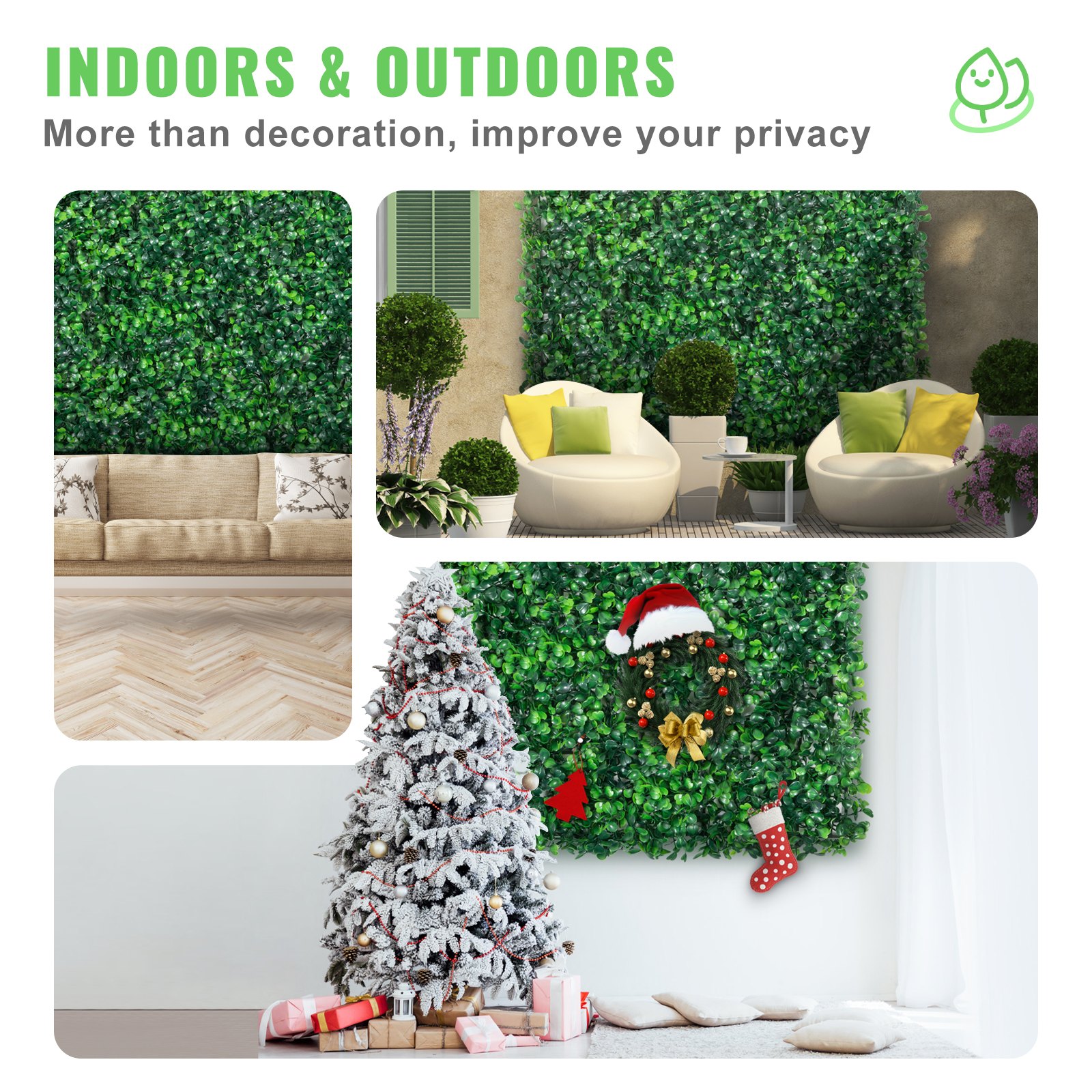 VEVOR 12PCS 20x20inch Artificial Boxwood Panels,Boxwood Hedge Wall ...