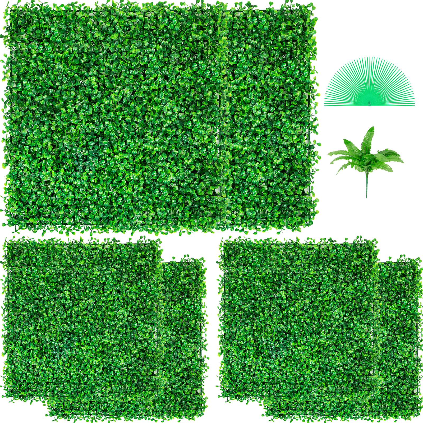 Artificial Boxwood Panel Hedge Decor 6pcs 20x20 Inches Privacy Fence ...