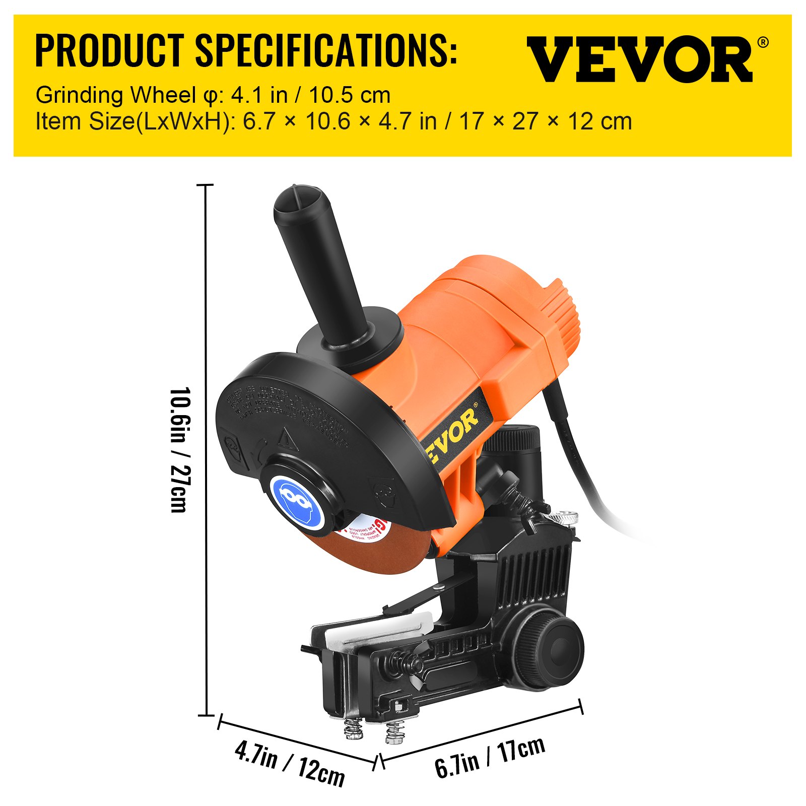 VEVOR Chain Grinder, 110V 85W Chainsaw Grinder, MultiAngle Adjustable