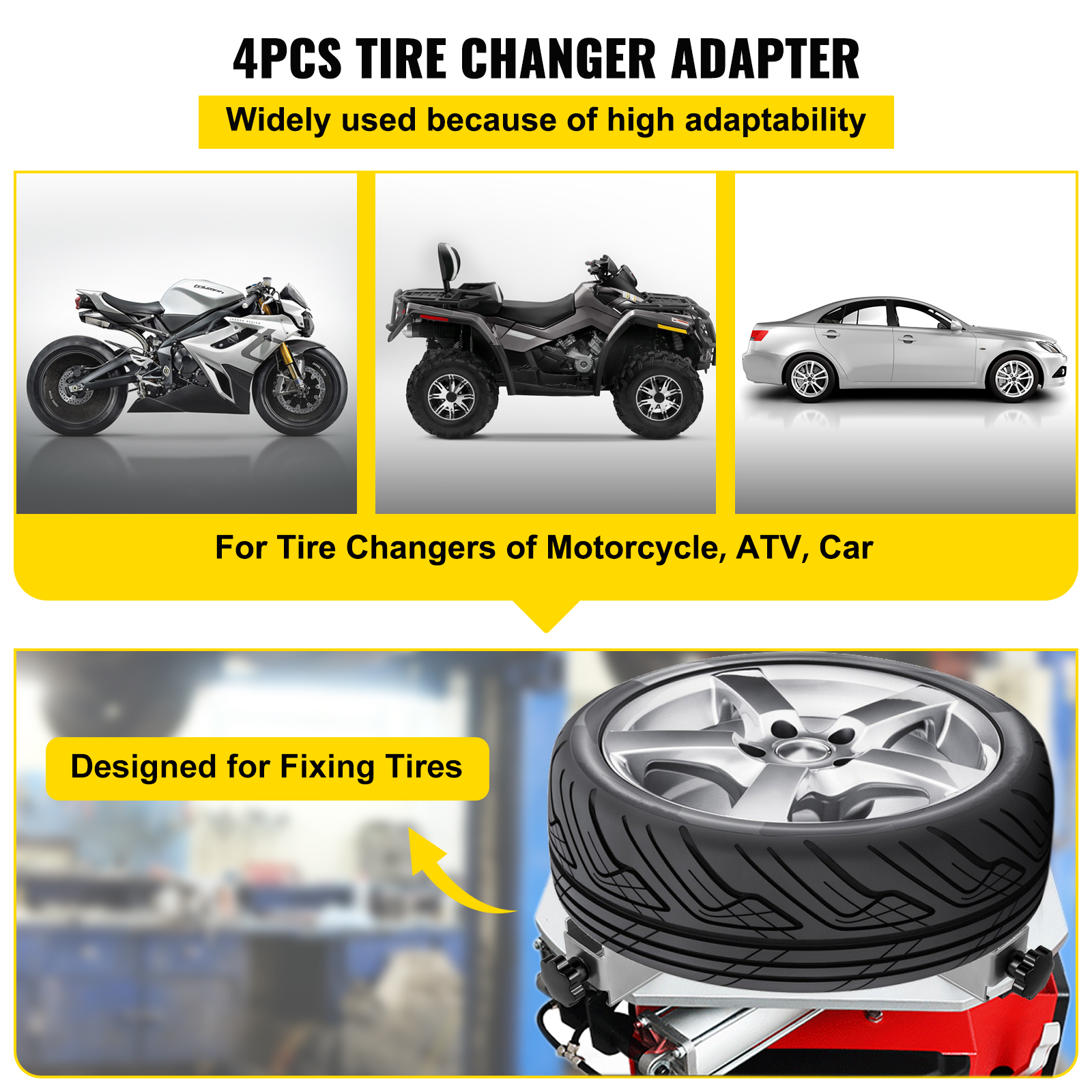 VEVOR Tire Changer Adapter, 4pcs ATV Motorcycle Adapter, Metal