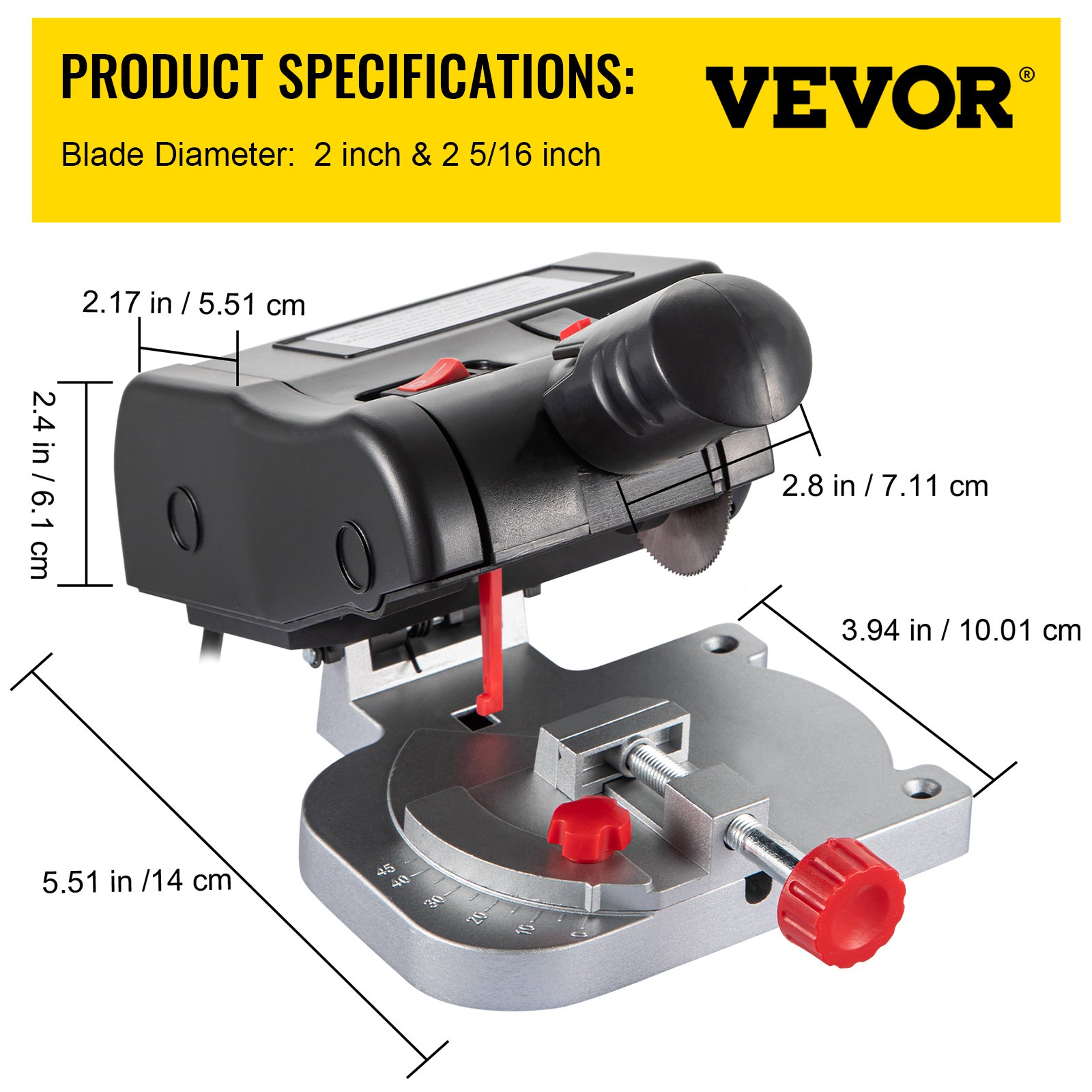 VEVOR Mini Miter Cutoff Chop Saw, Two 25/16" Blade of Steel and Resin