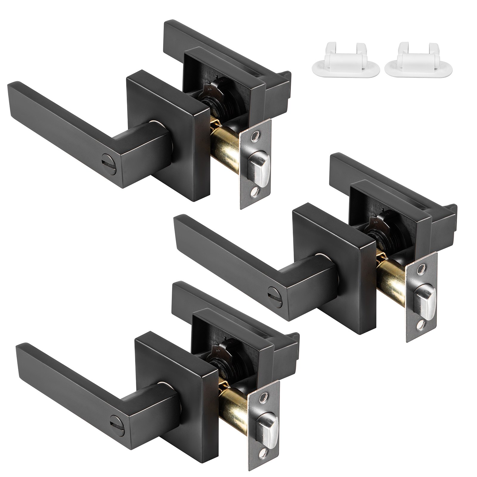 VEVOR Privacy Square Lever 3 Pack Square Door Handles Bathroom Metal ...