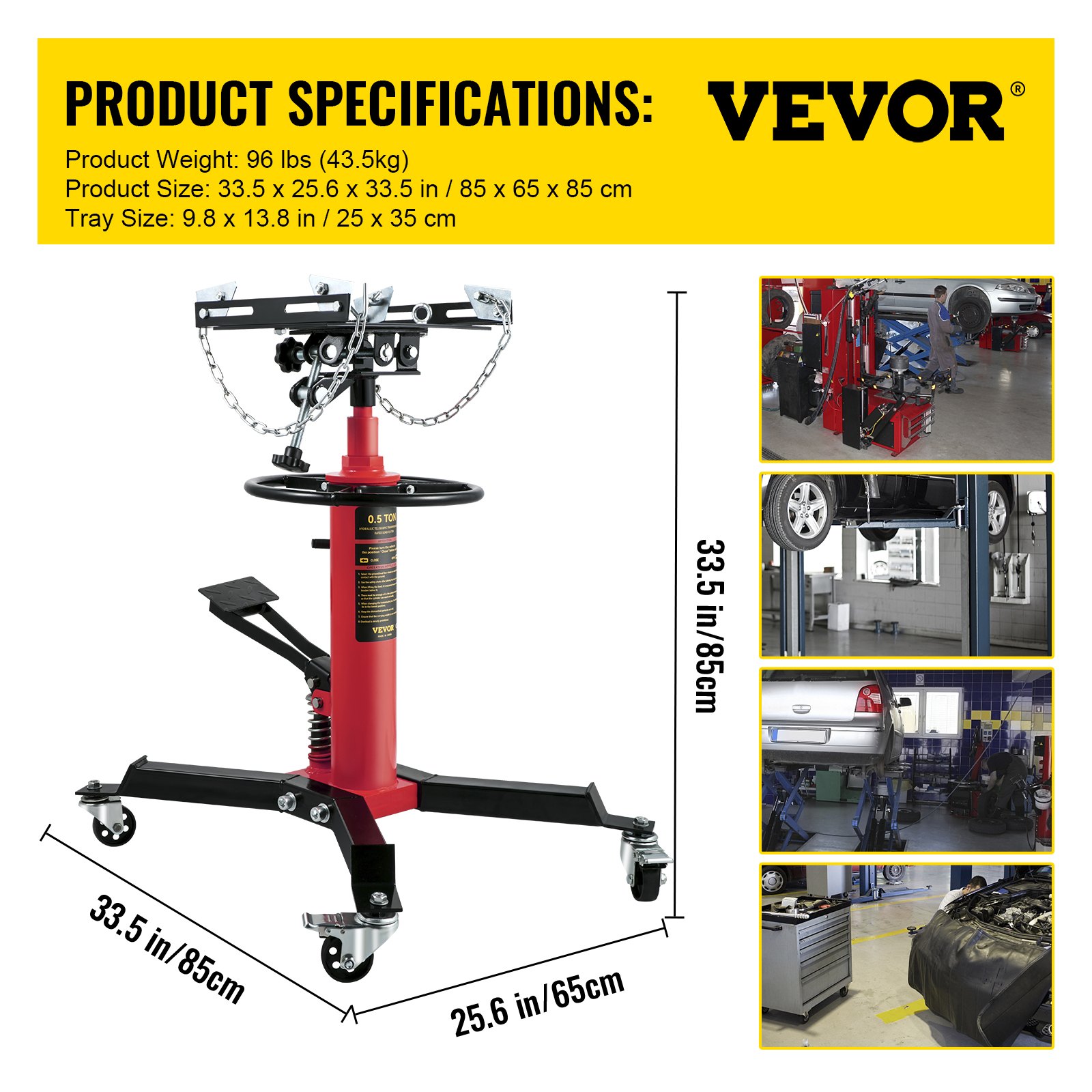 VEVOR Transmission Jack 1100 lbs 2Stage Hydraulic High Lift Vertical Telescopic VEVOR US