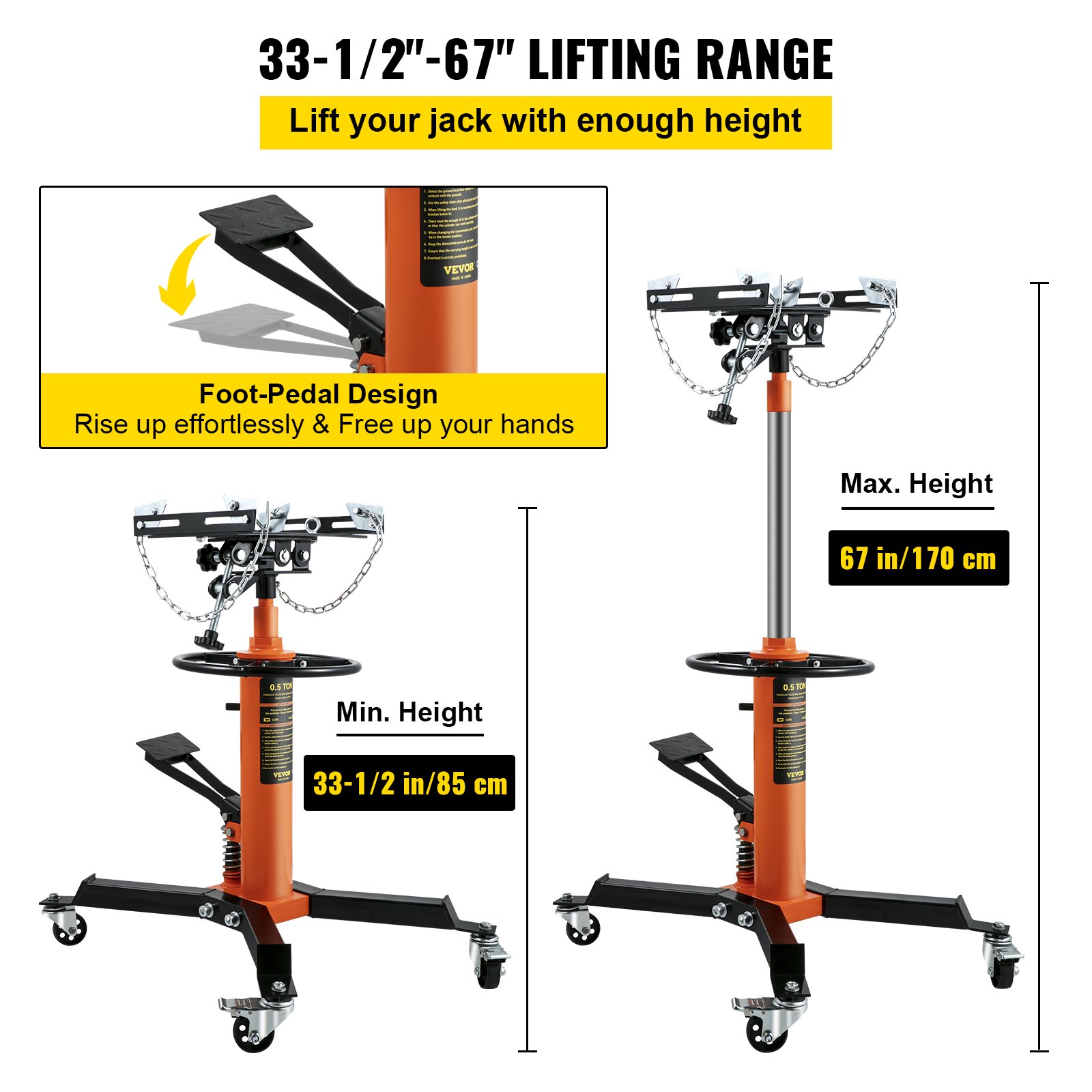 VEVOR Transmission Jack,1/2Ton/1100lbs Capacity Hydraulic Telescopic