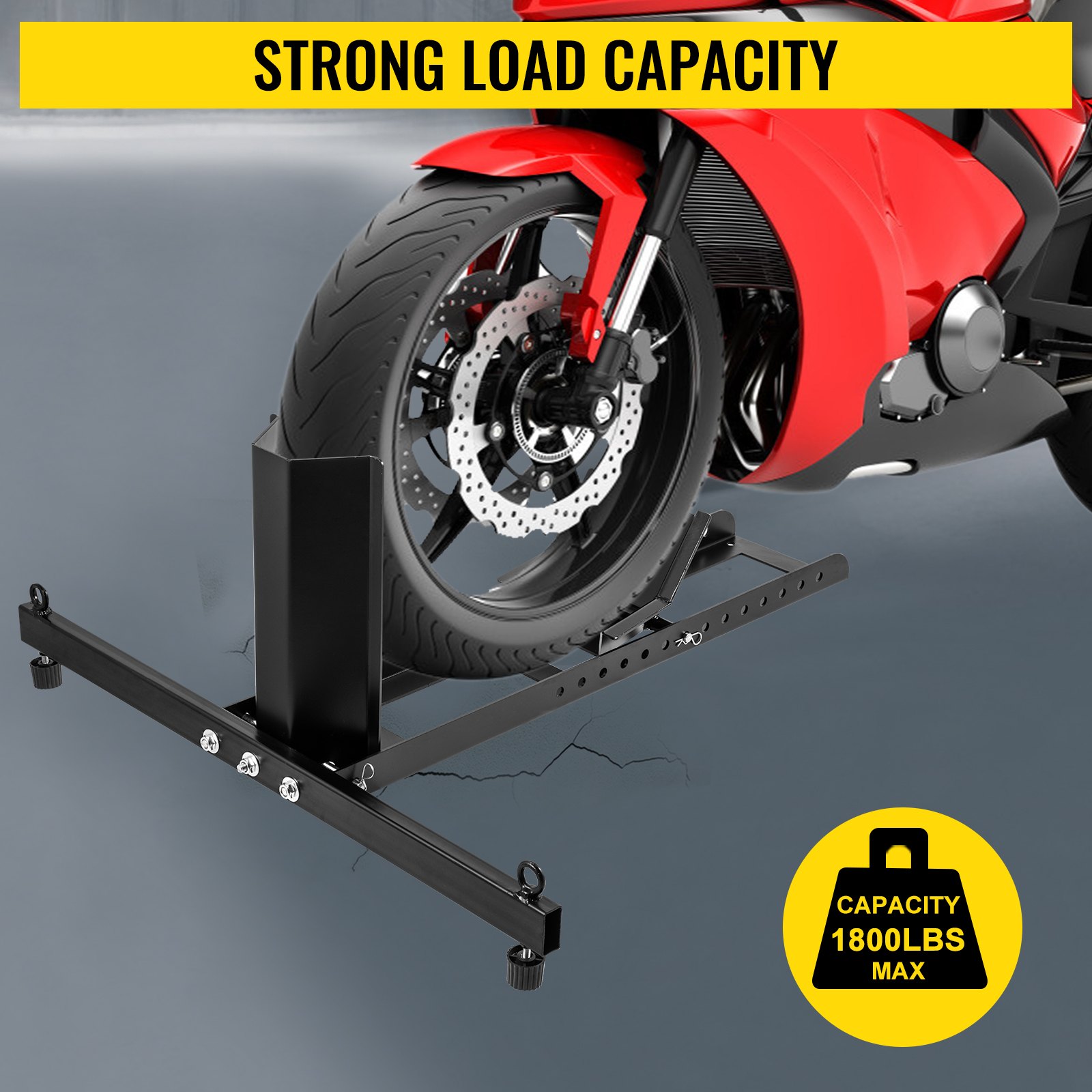 VEVOR Motorcycle Front Tire Chock, 1800 lbs Heavy Duty Wheel Stand