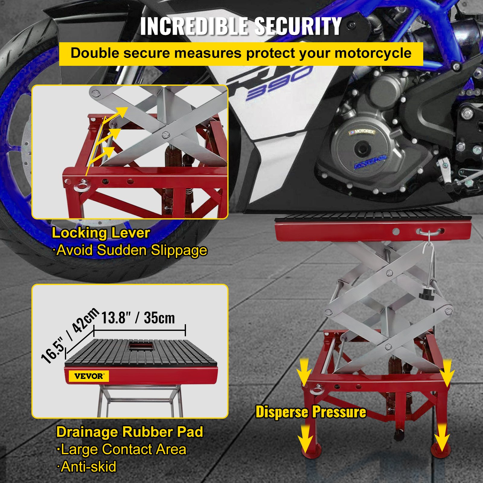 Snowmobile Accessories Motorcycle Lift, 1100 LBS Motorcycle Scissor Lift  Jack W/ Wide Deck & Safety Pin Car Jack