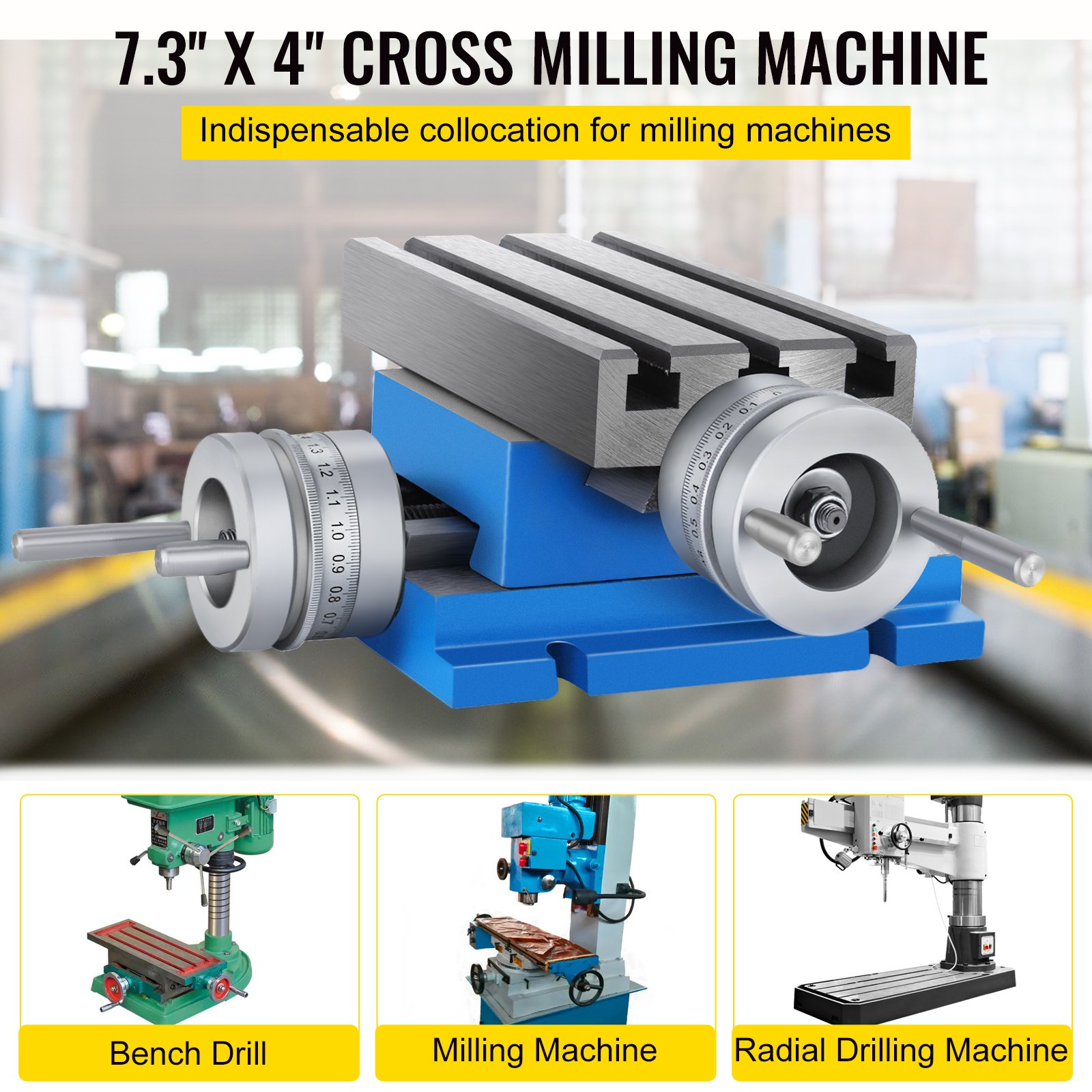 VEVOR Milling Machine Cross Slide Worktable 4''x7.3'' 2 Axis Compound