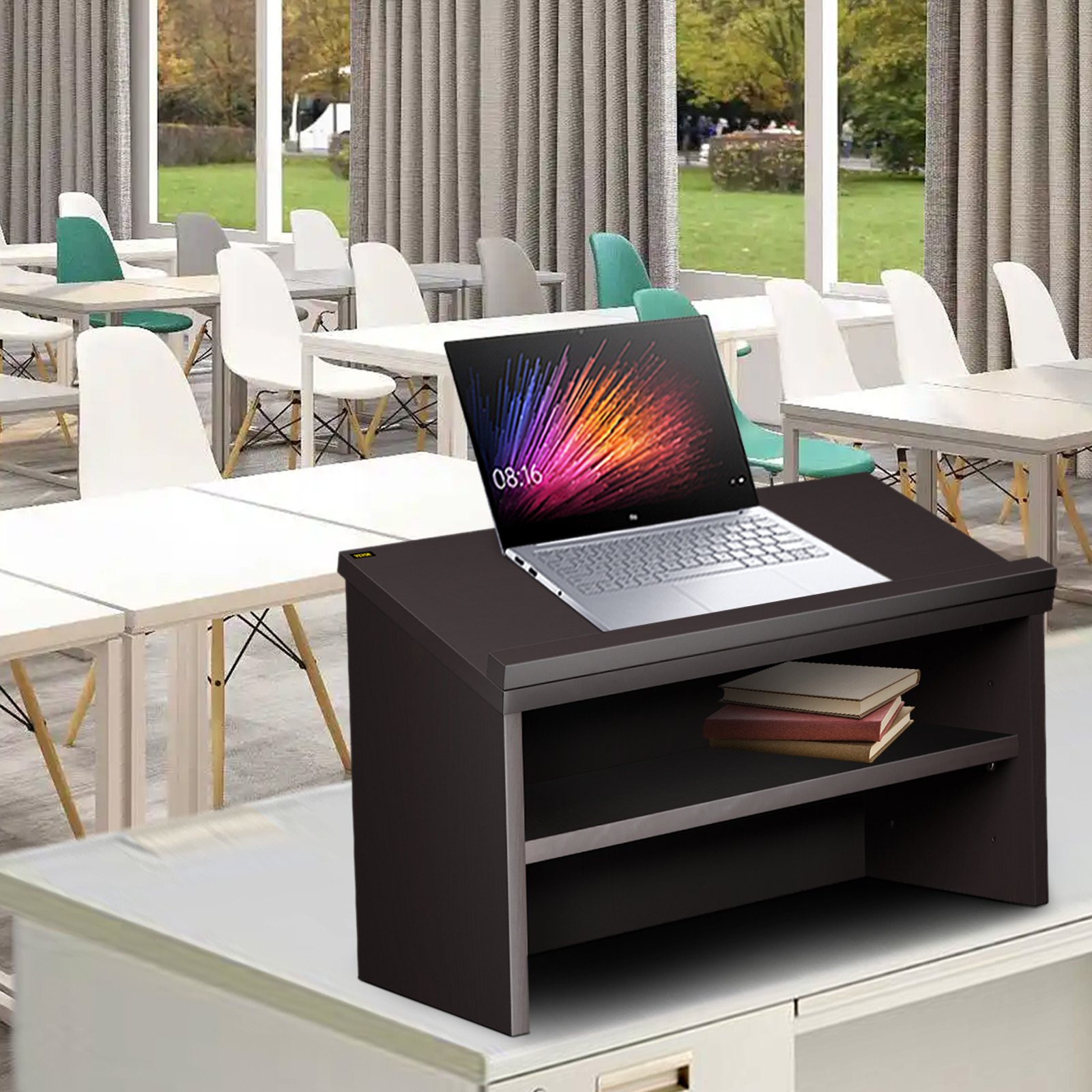 VEVOR Table Top Lectern, 23.6" x 19.3", Tabletop Podiums w/Open Storage