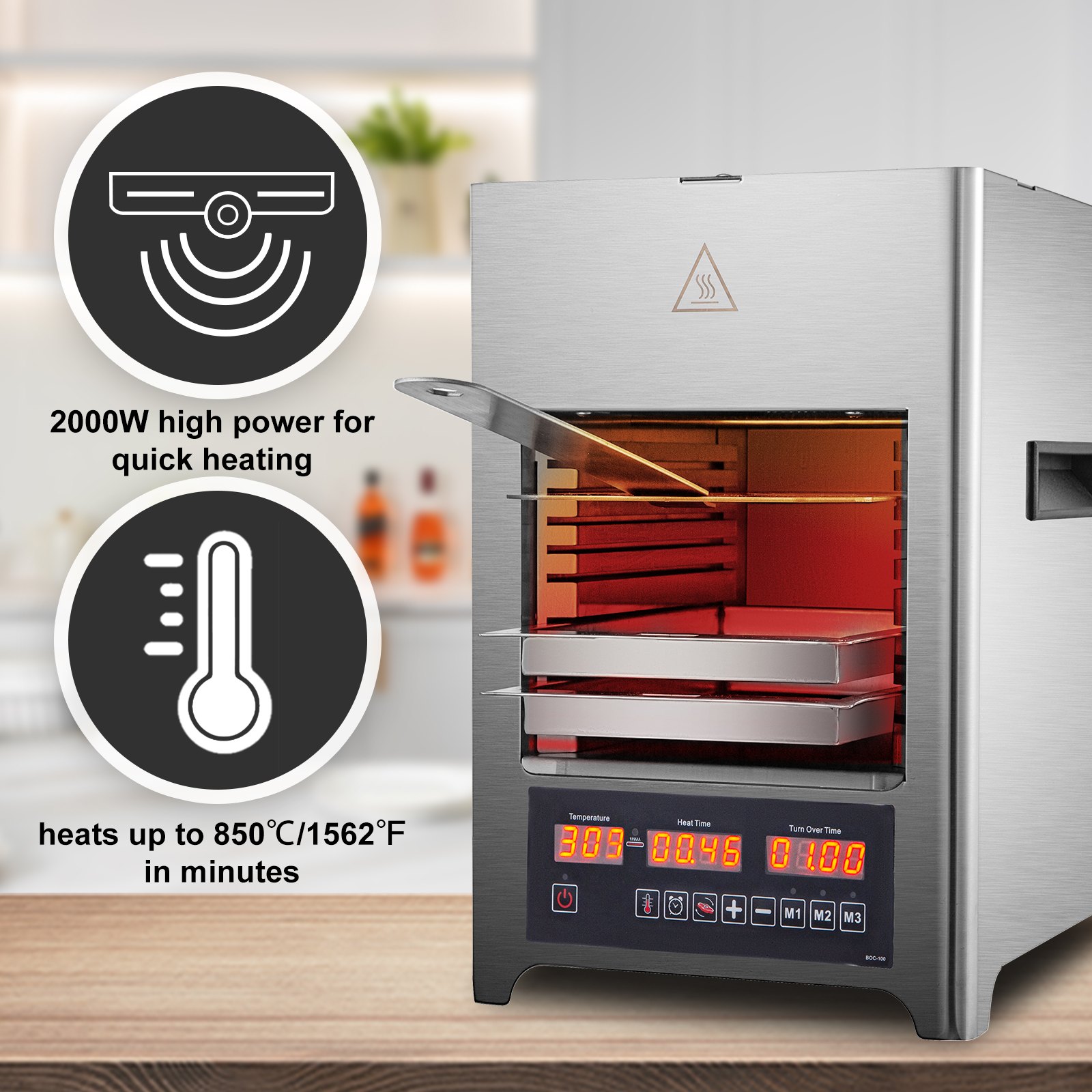 Vevor Steak Broiler Infrared Steak Grill Broiler With 3 Trays Electric Broiler VEVOR US