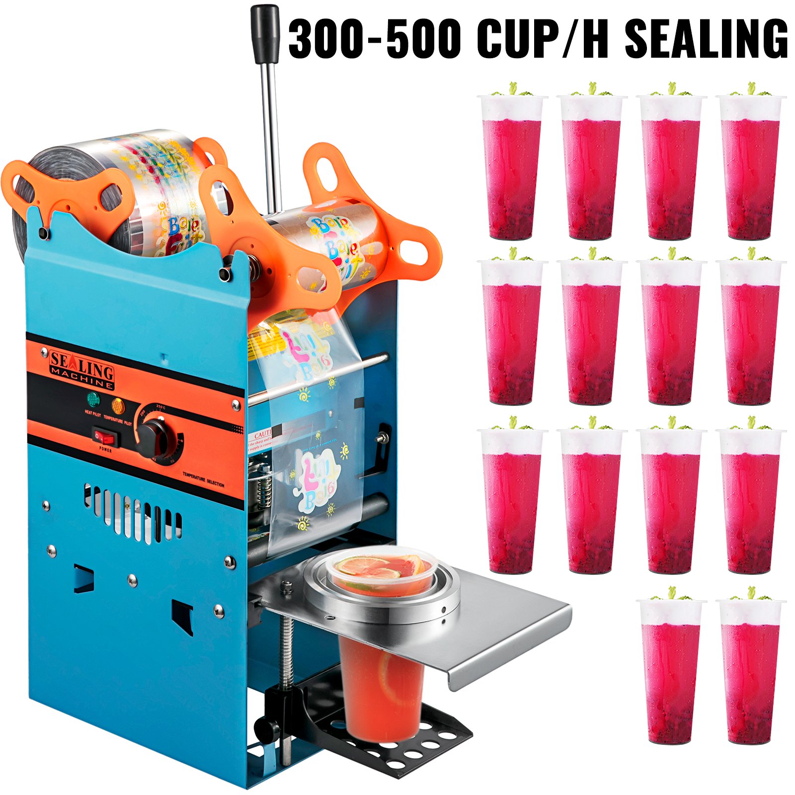 VEVOR Manual Tea Cup Sealer Machine, 300500 Cup/h Manual Boba Tea