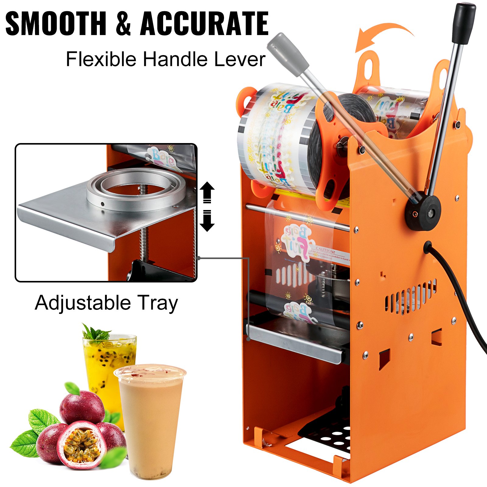 VEVOR Manual Tea Cup Sealer Machine, 300500 Cup/h Manual Boba Tea