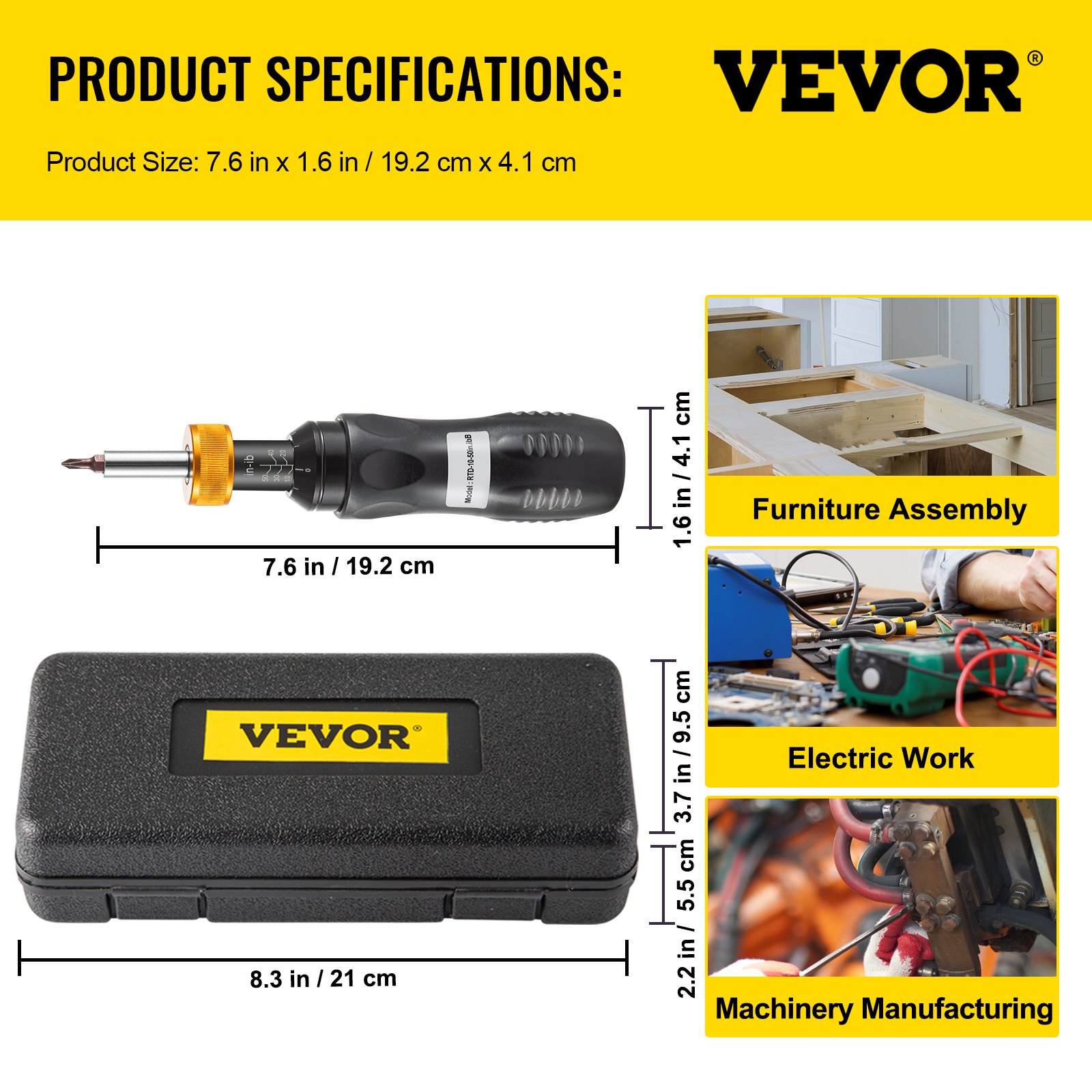 VEVOR Torque Screwdriver, 1/4" Drive Screwdriver Torque Wrench, Torque