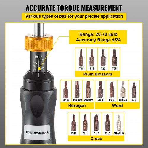 VEVOR Torque Screwdriver, 1/4" Drive Screwdriver Torque Wrench, Torque