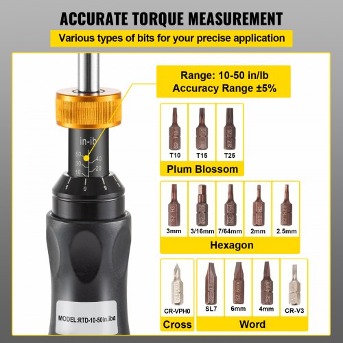 VEVOR Torque Screwdriver, 1/4" Drive Screwdriver Torque Wrench, Torque