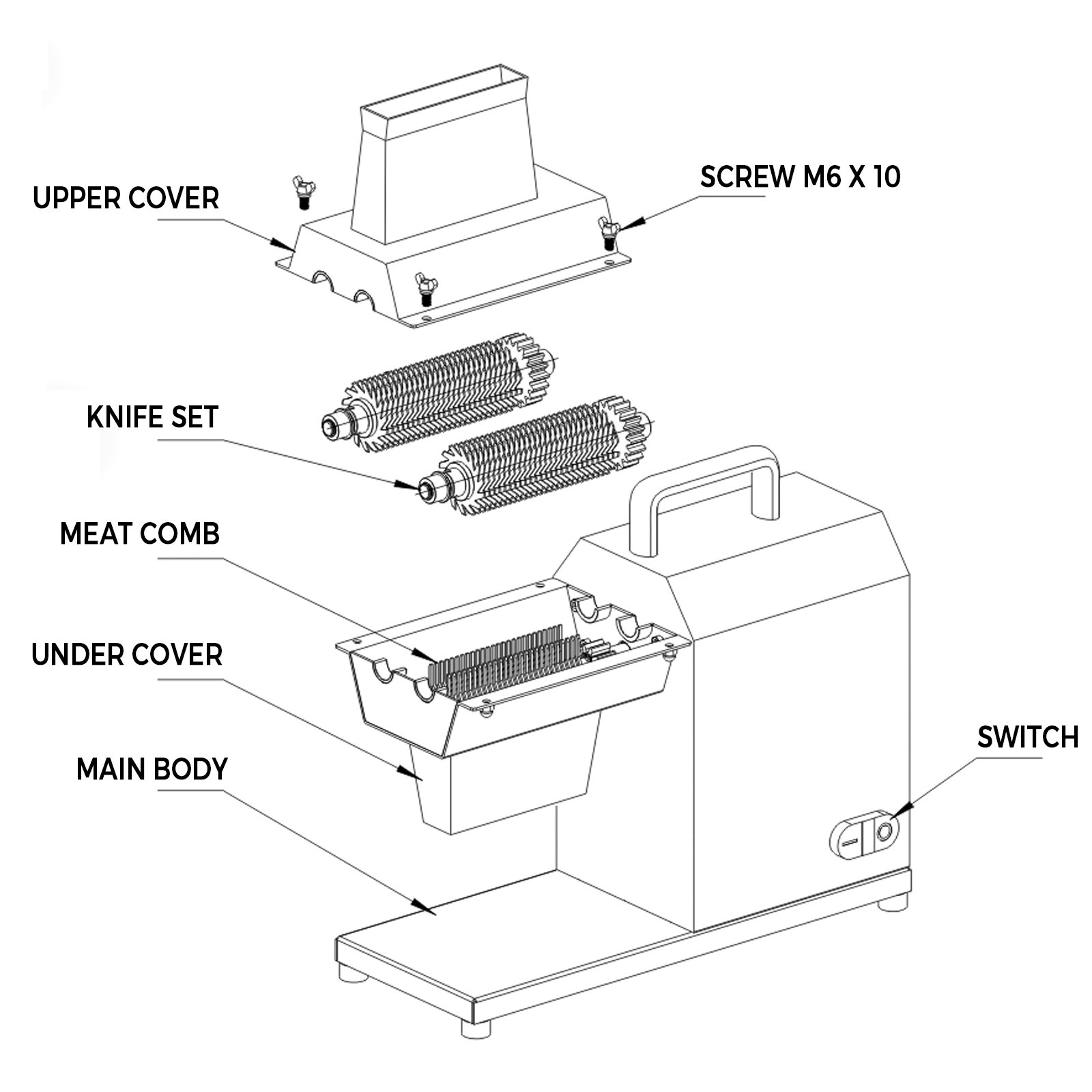VEVOR Commercial Meat Tenderizer 450W Stainless Steel 110V Electric Heavy Duty Kitchen Tool for