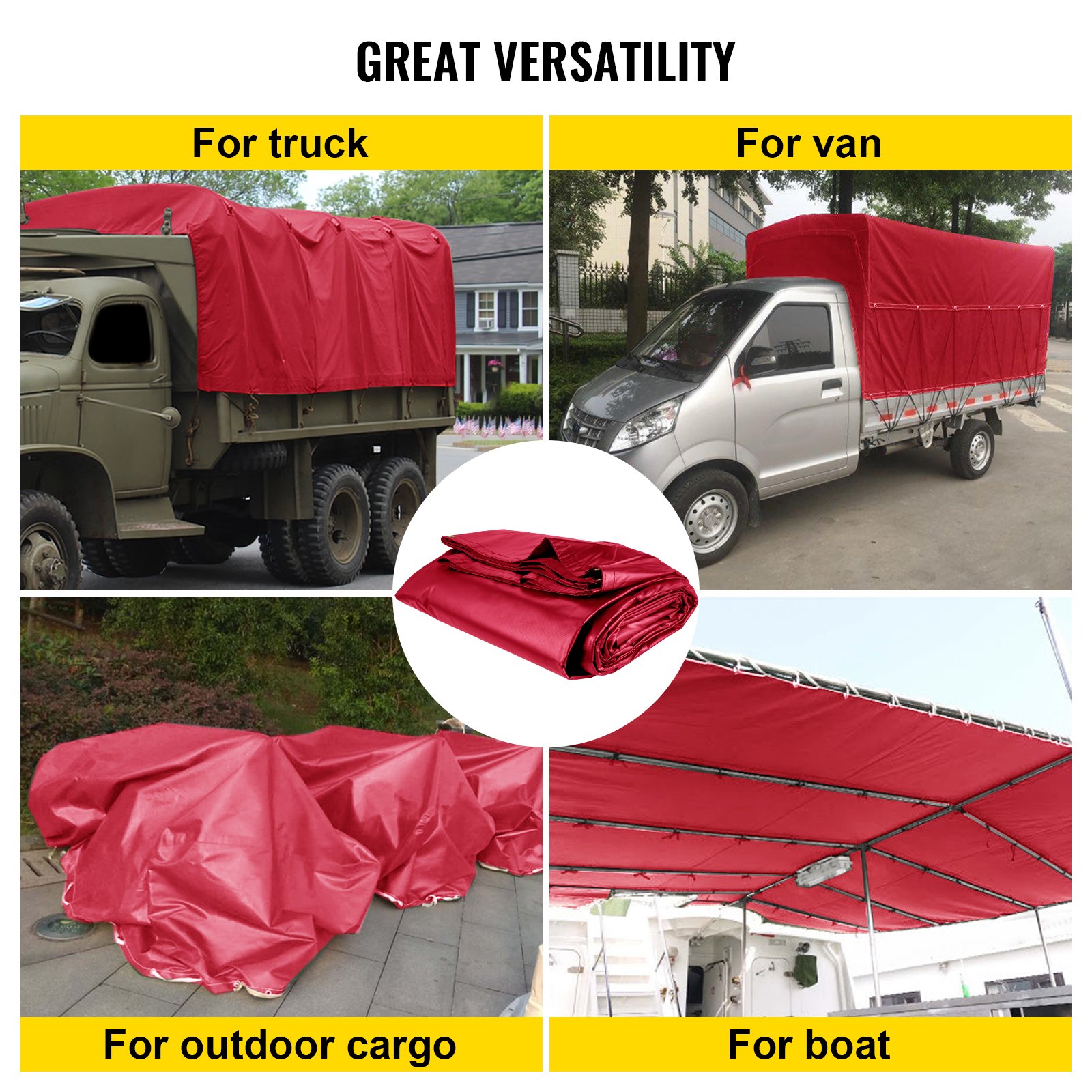 VEVOR Flatbed Tarps, 18OZ Flatbed Truck Tarp, 16x24 Ft Polyethylene