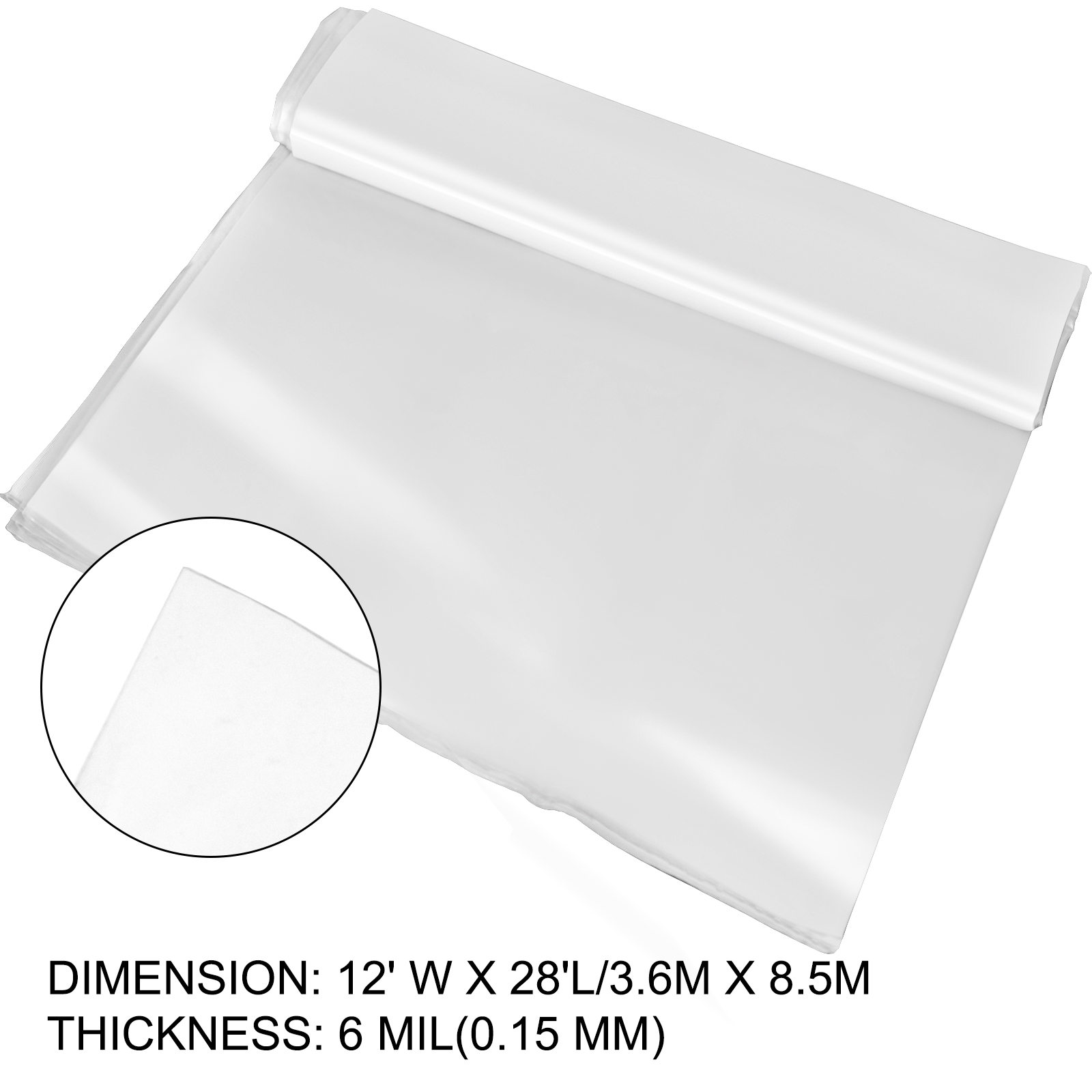 VEVOR Greenhouse Film, Polyethylene Film 12x28 ft 6 Mil Greenhouse Plastic VEVOR US