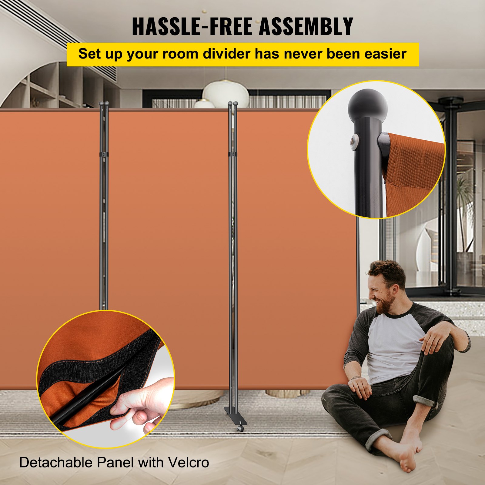 VEVOR Office Partition Room Divider Wall 102"x71" 3Panel Office