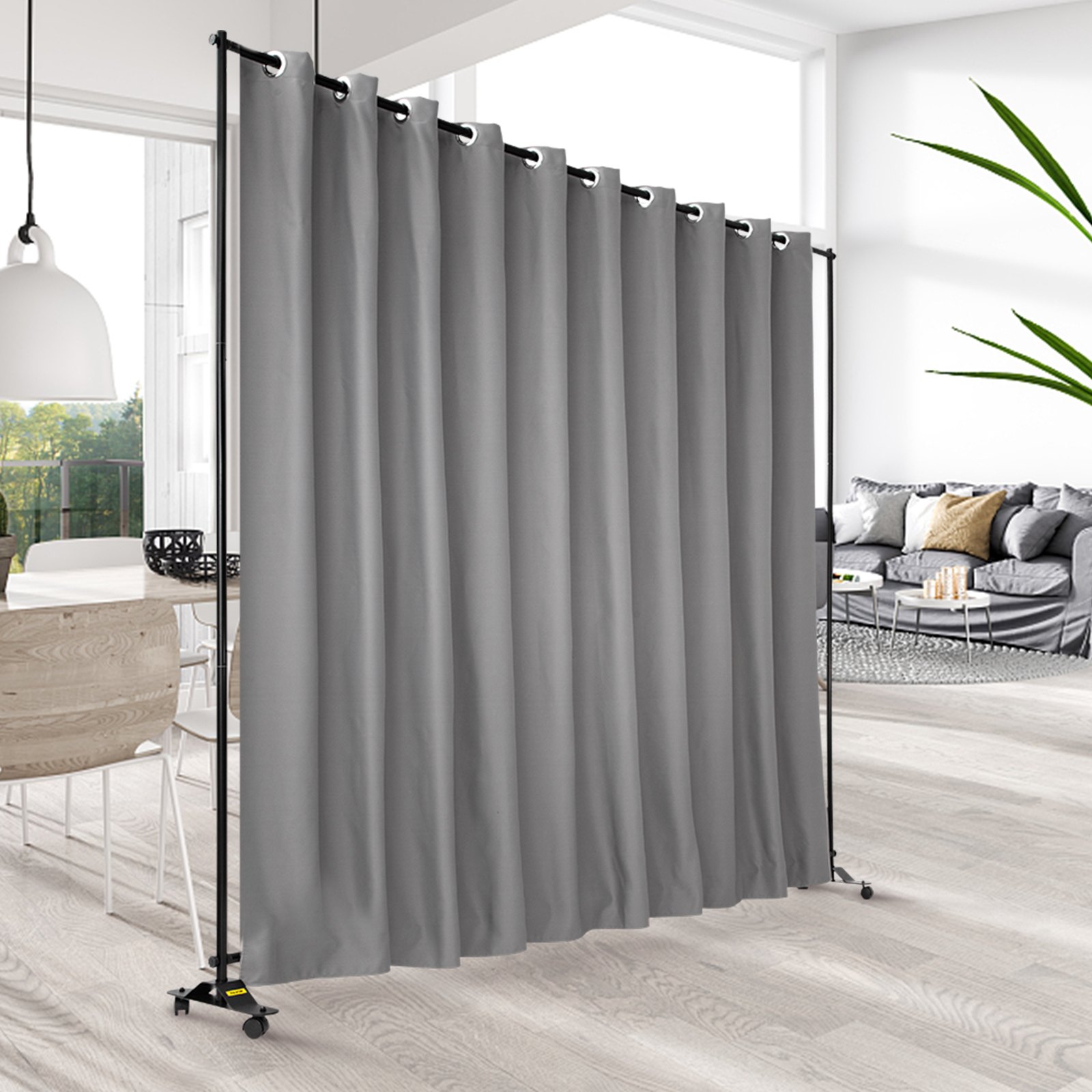 VEVOR Room Divider Kit, 8 ft x 10 ft, 4 Rolling Wheels Curtain Divider ...