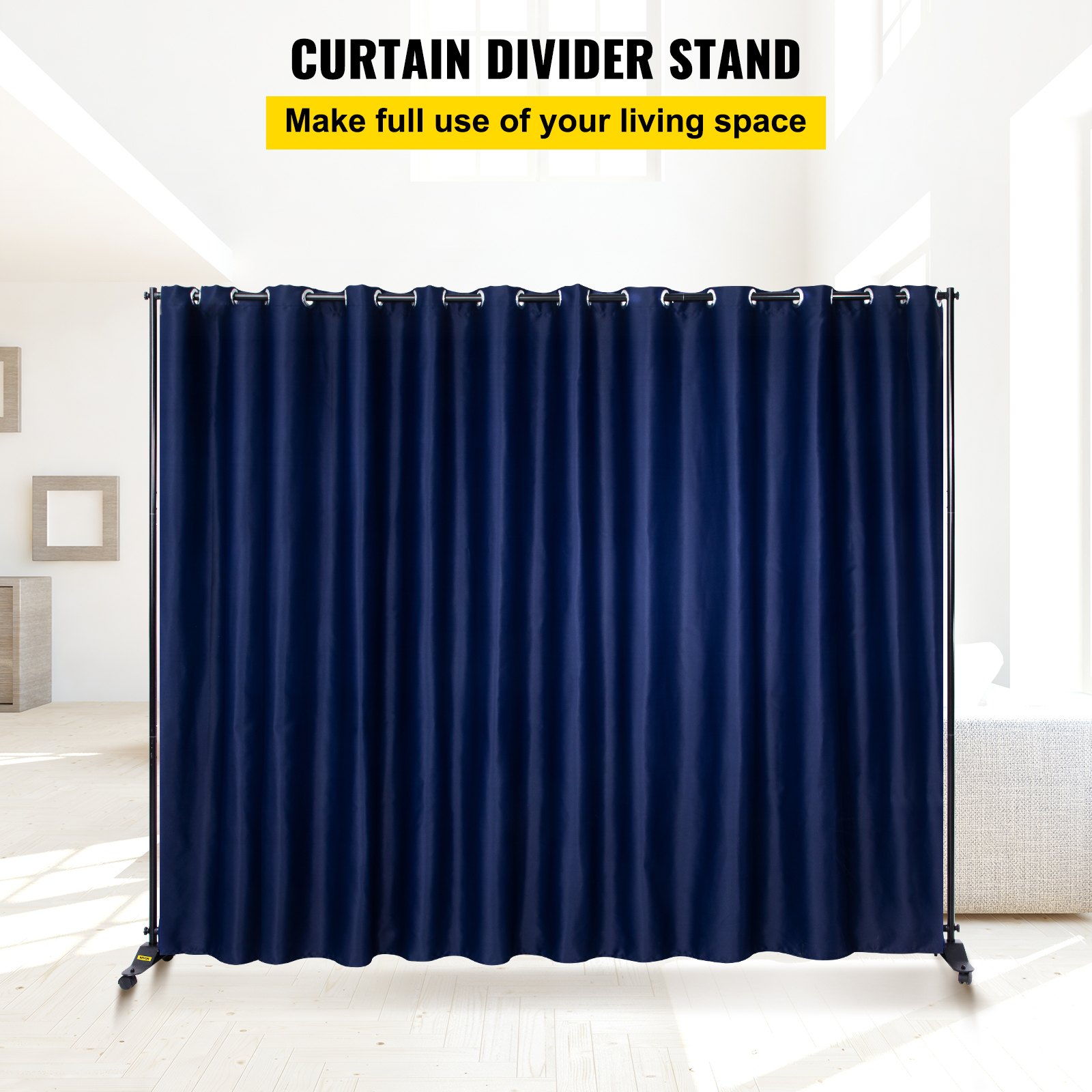 VEVOR Curtain Divider Stand, 10 x 8 ft, 4 Rolling Wheels Room Divider