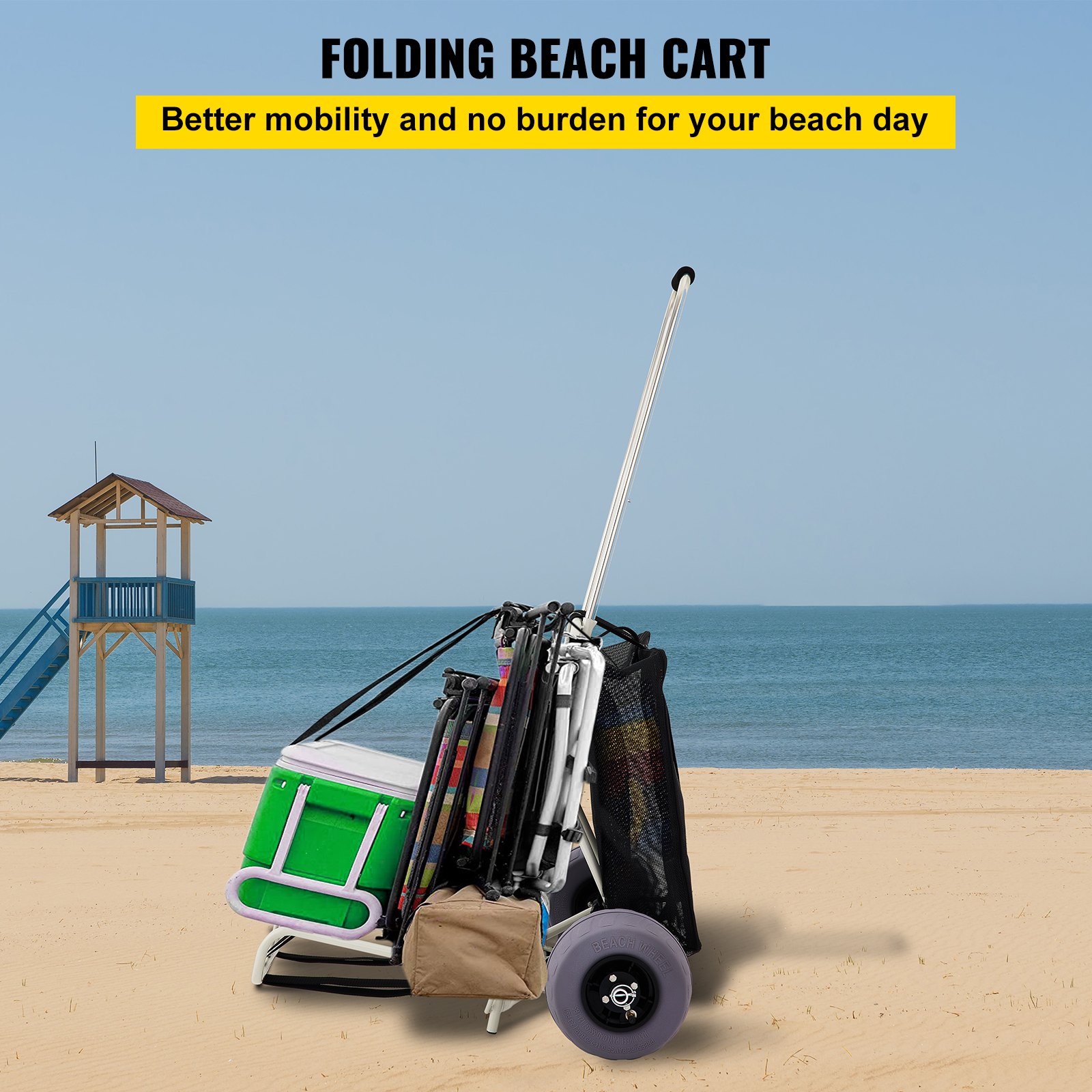 Vevor Beach Cart Beach Wagon For Sand Pvc 14 X 147 Deck W 10