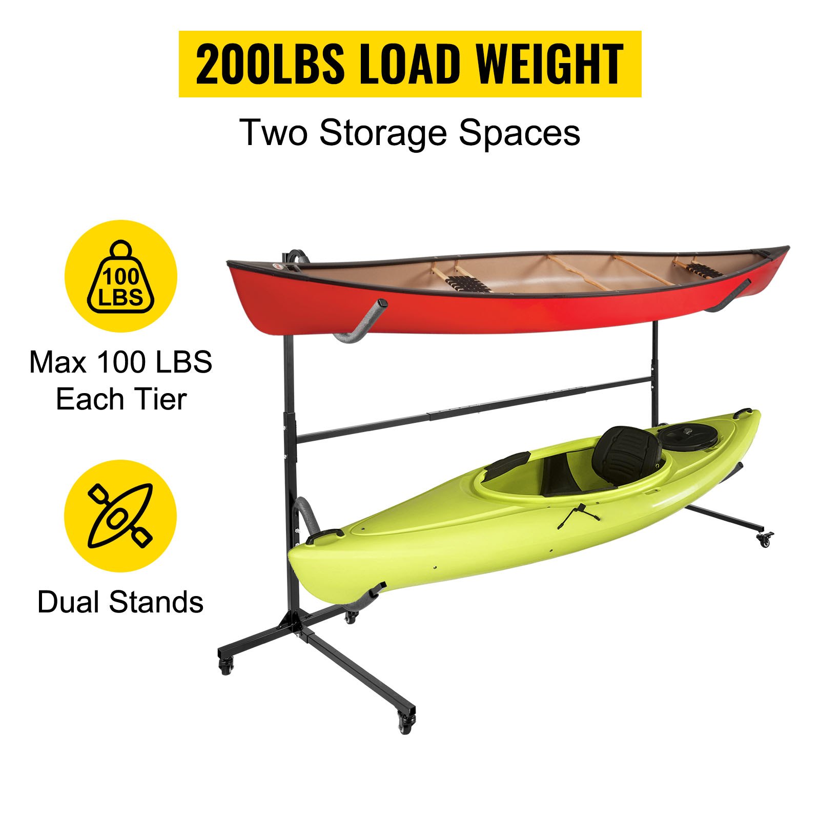 VEVOR 2 Layers Kayak Storage Freestanding Kayak Storage Rack, 200 LBS