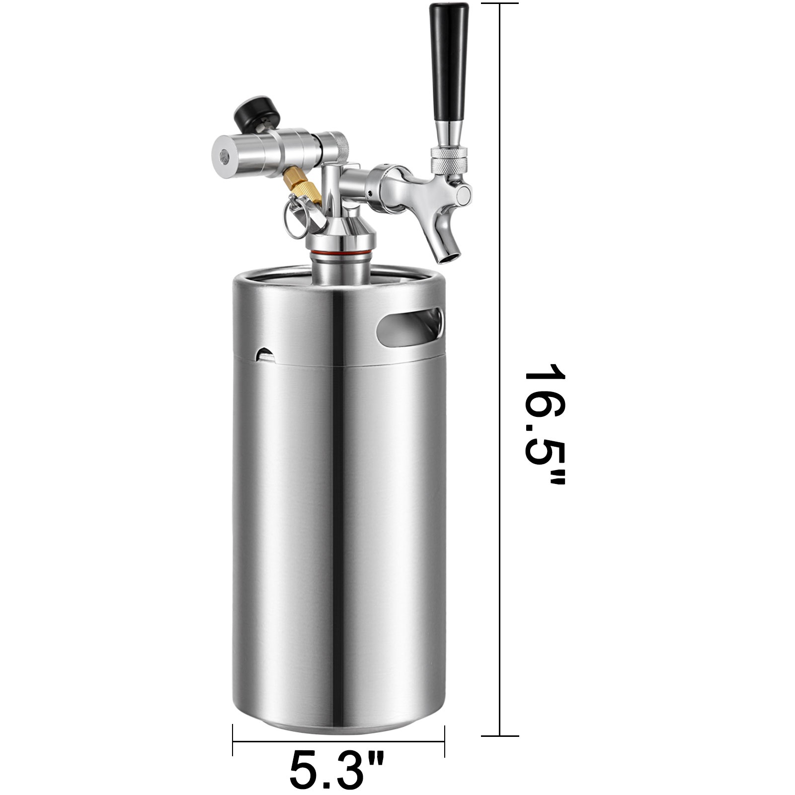 VEVOR Beer Mini Keg 135 Oz, Mini Keg Growler w/Tap Faucet, Pressurized Growler 304 Stainless