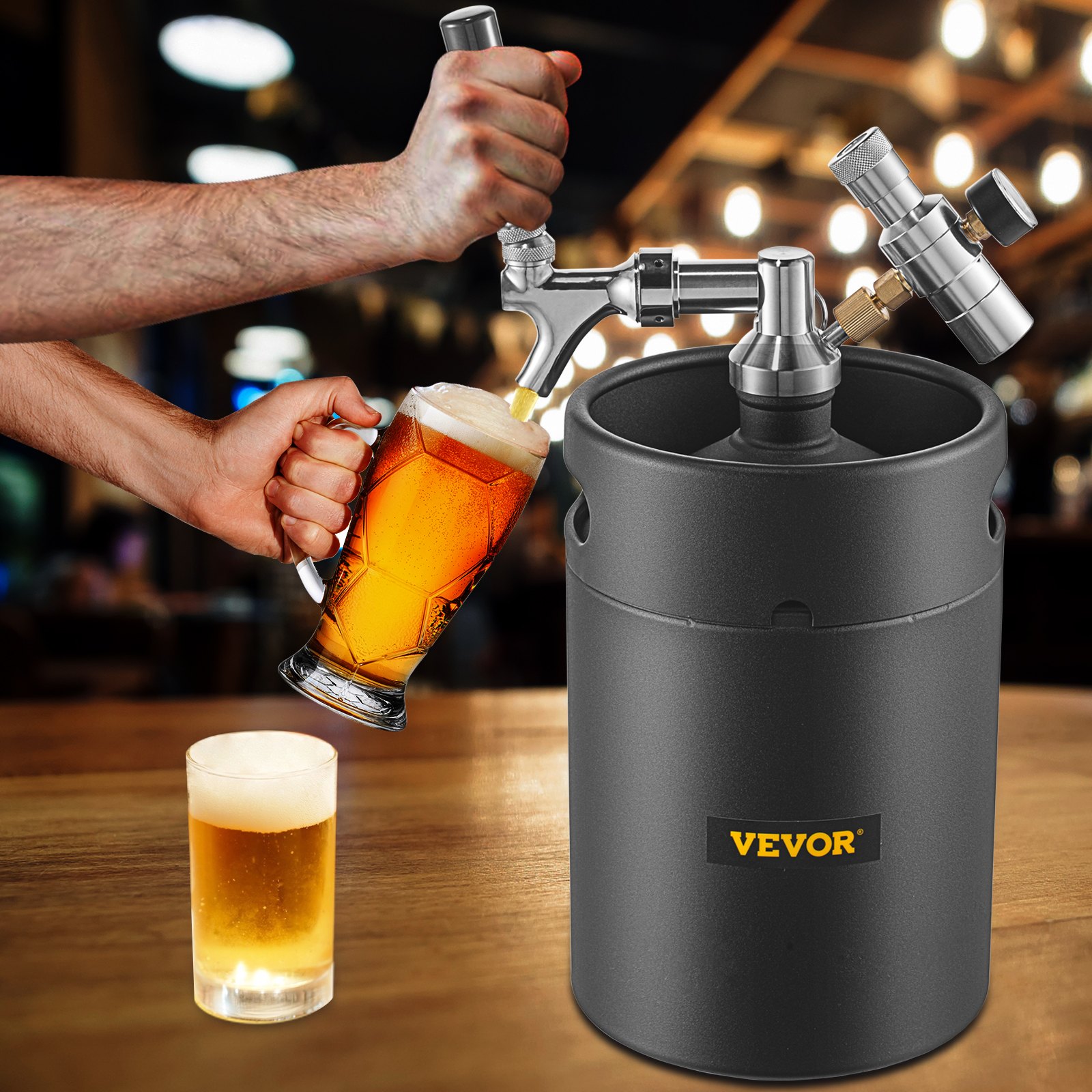VEVOR Beer Growler Tap System, 170Oz Mini Keg, 5L Pressurized Beer