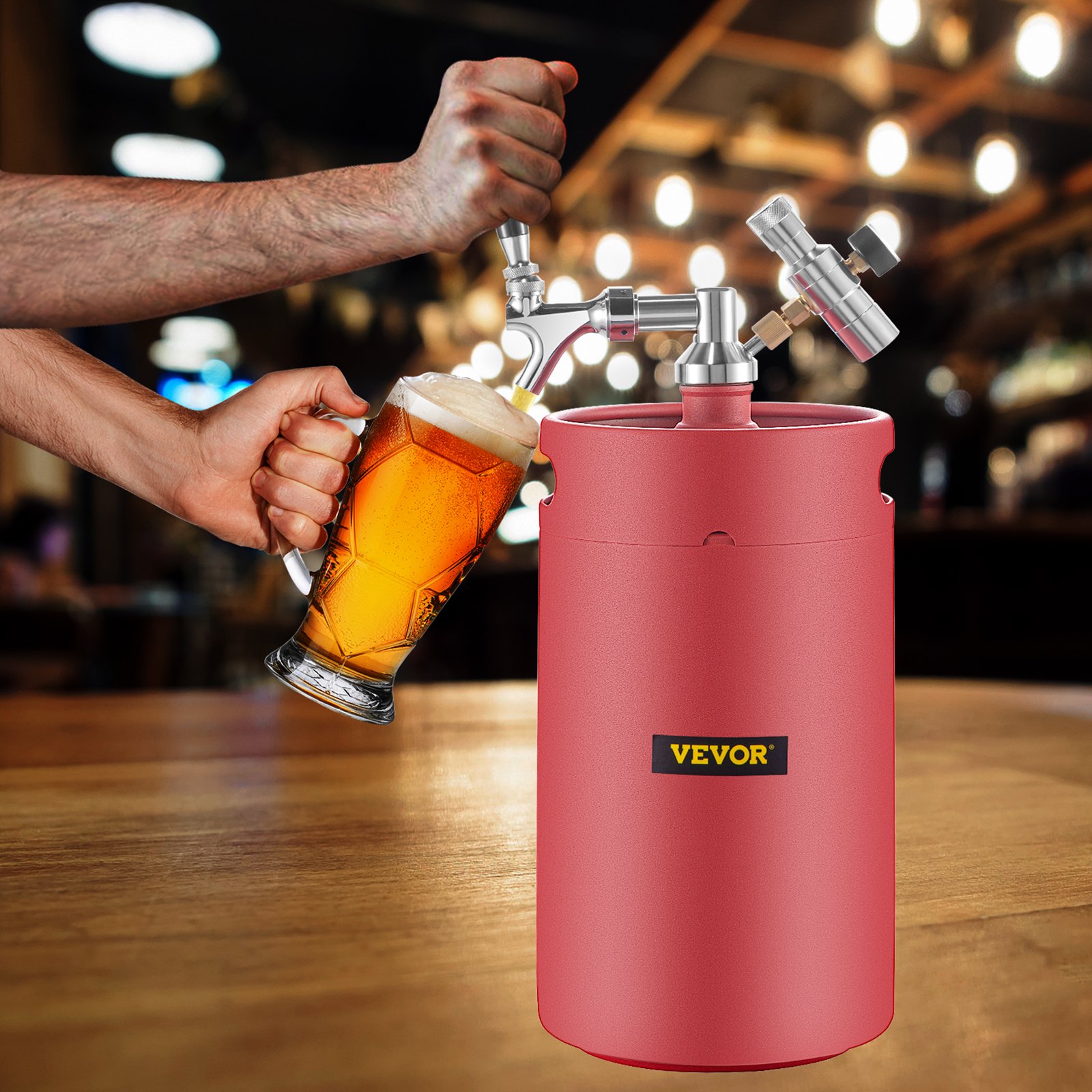 VEVOR Beer Growler Tap System, 270 Oz Mini Keg, 8L Pressurized Beer