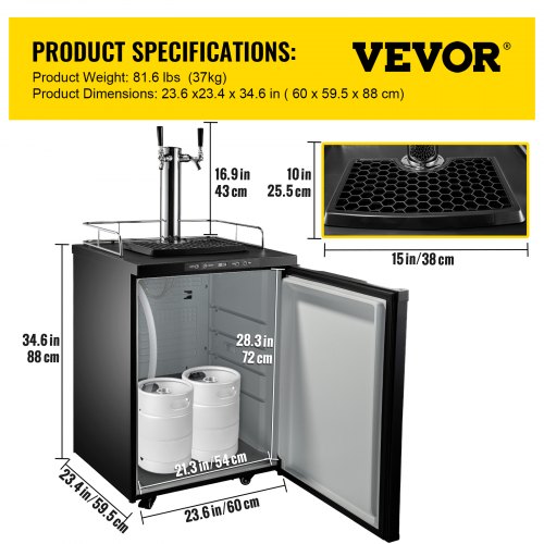 VEVOR Kegerators Beer Dispenser, Full Size Beer Kegerator Refrigerator