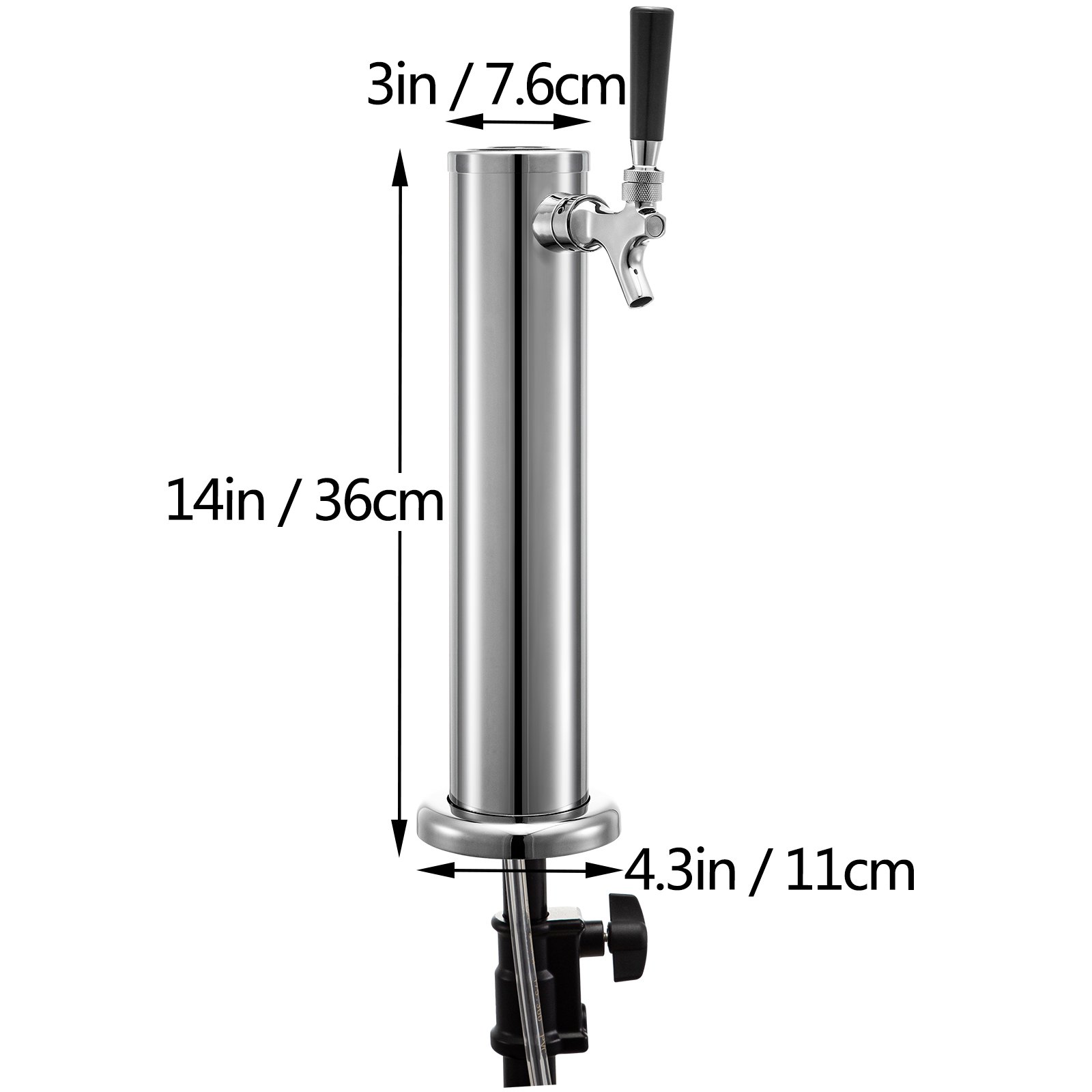 VEVOR Beer Tower, Single Faucet Kegerator Tower, Stainless Steel Draft
