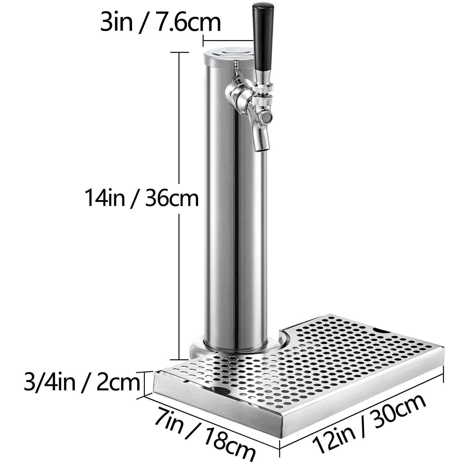 VEVOR Kegerator Tower Kit, Single Tap Beer Conversion Kit, No Tank Keg