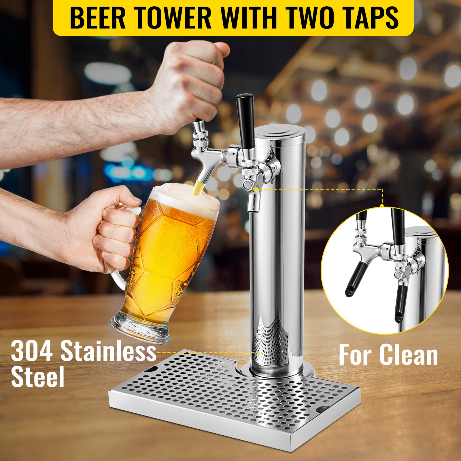 Vevor Kegerator Tower Kit Double Tap Beer Conversion Kit No Tank Keg