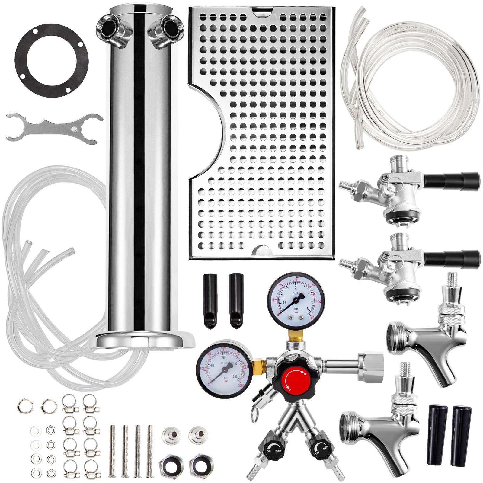 VEVOR Kegerator Tower Kit, Double Tap Beer Conversion Kit, No Tank Keg