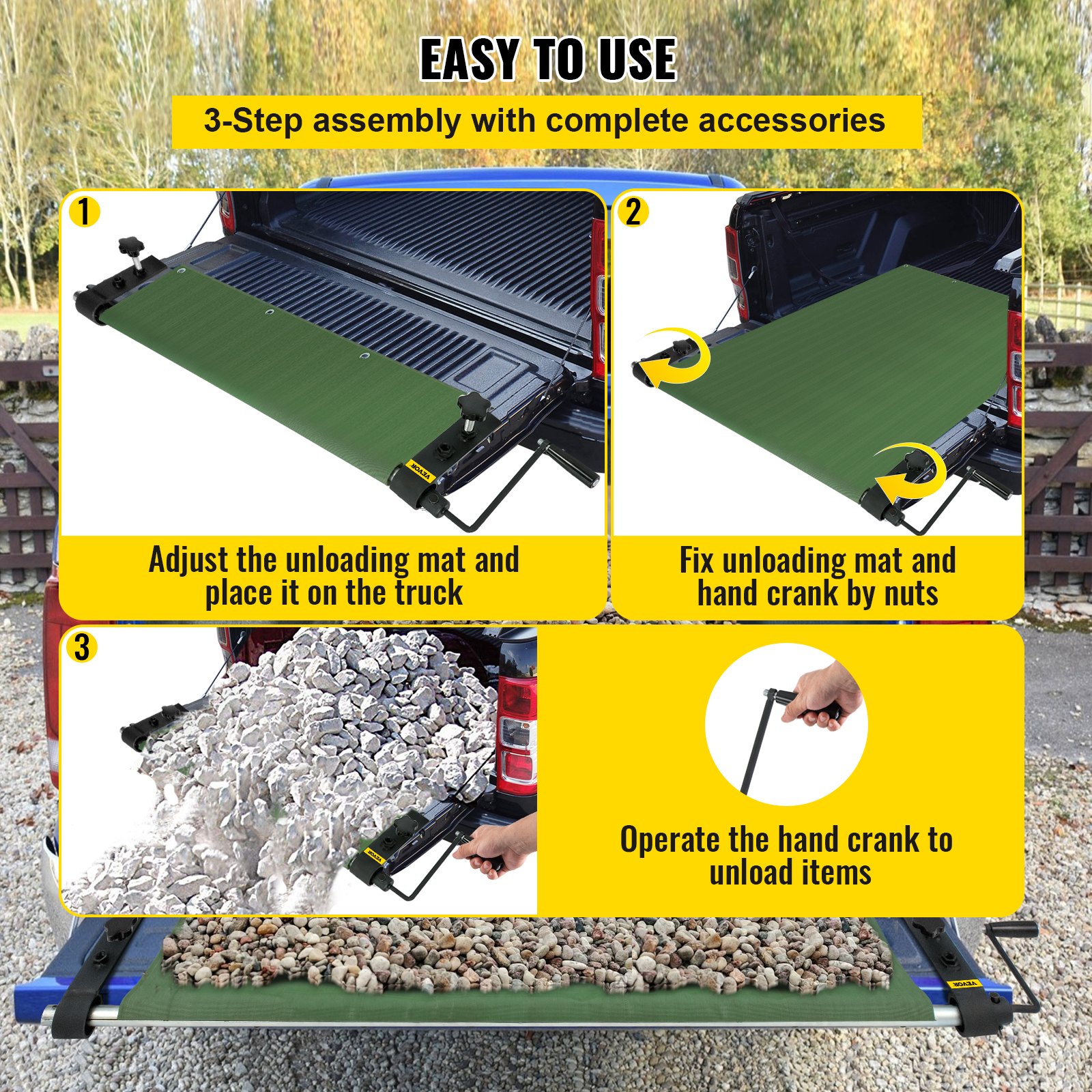 VEVOR Truck Bed Unloader, 2000 lbs/907 kg Capacity Cargo Mat, Heavy